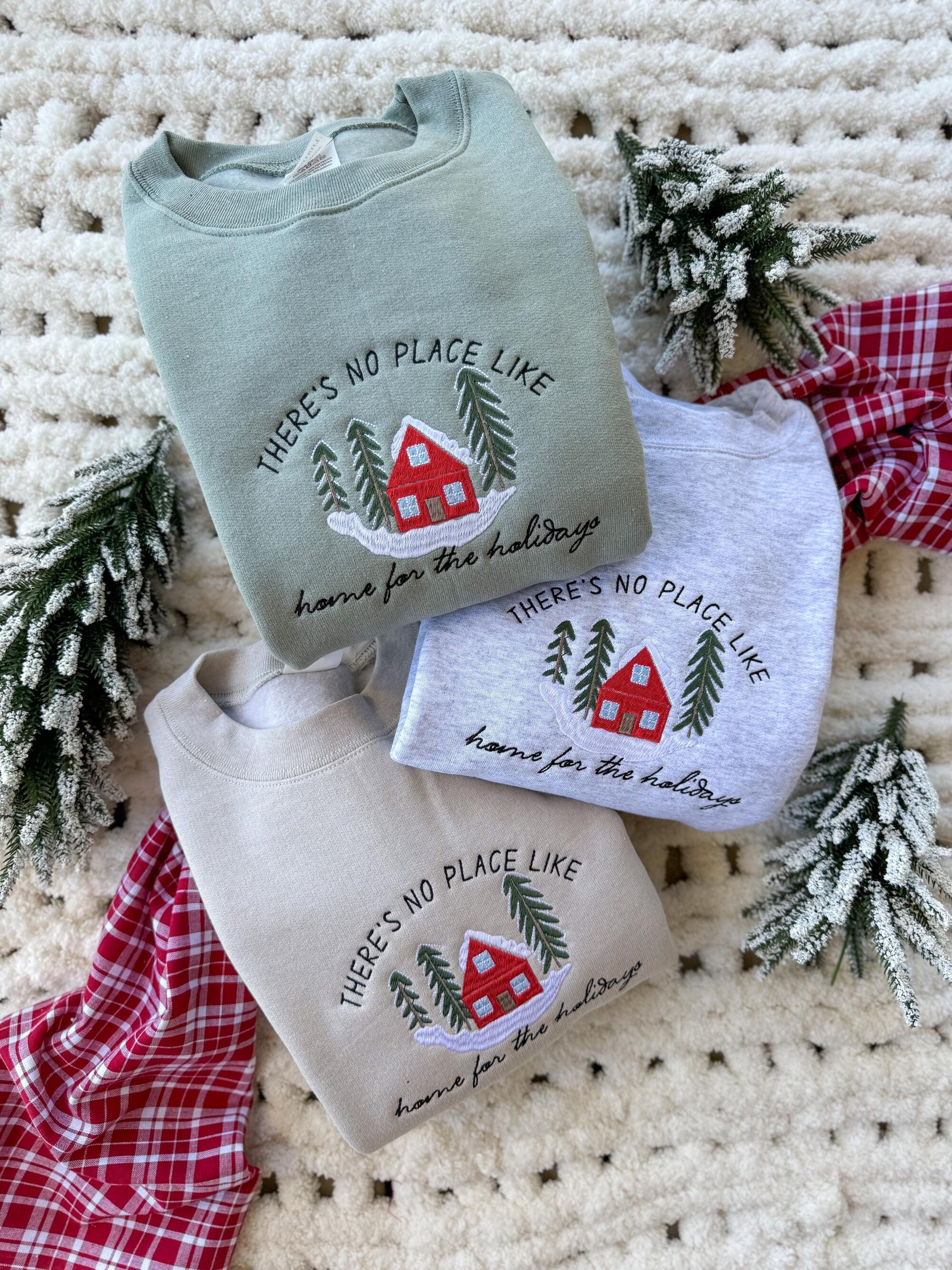 Home For The Holidays, Embroidered Sweatshirt — Embroidered Christmas Pullover