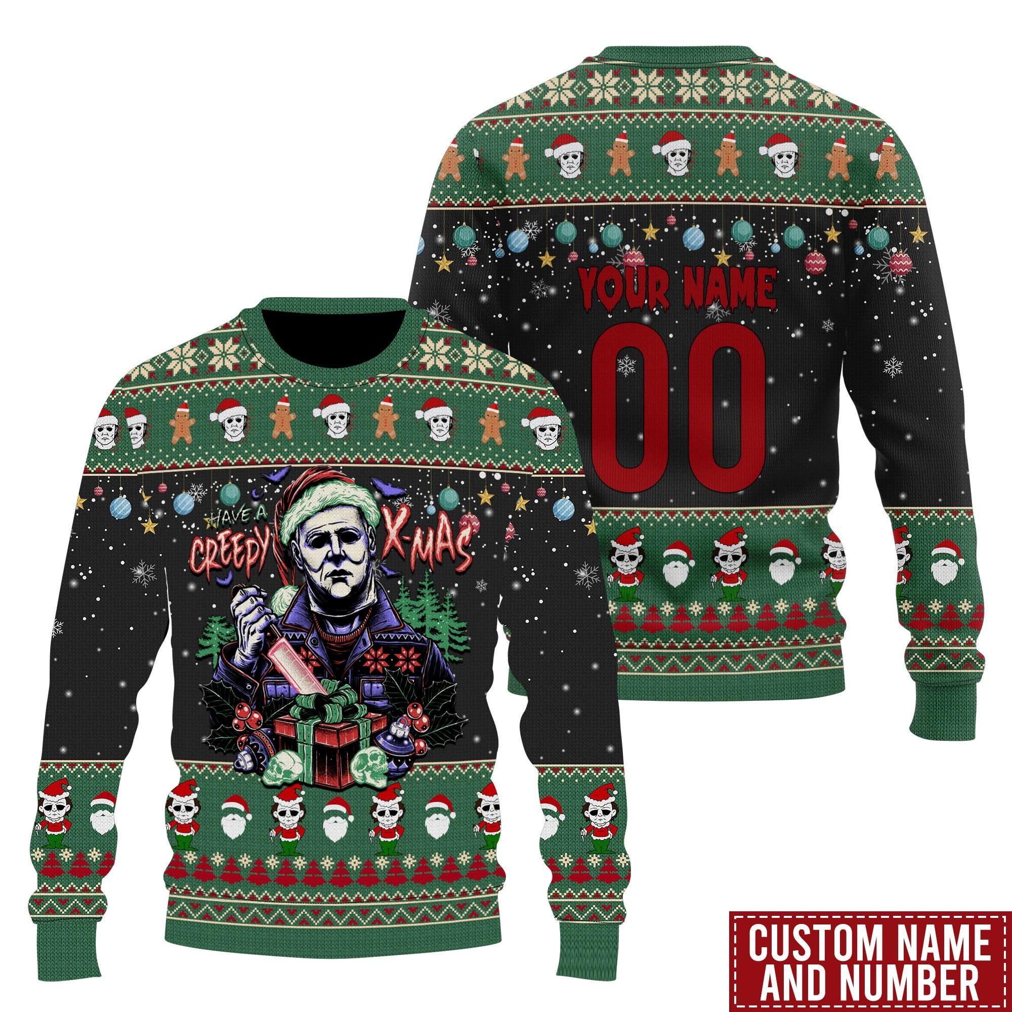 il_2000xN.6426072756_cn2t.jpg Michael Myers Xmas Sweater, Custom Friday The 13th Sweater, Horror Movie Ugly Sweater, Boogey Man Christmas Sweater, Sreepy Movie Gift