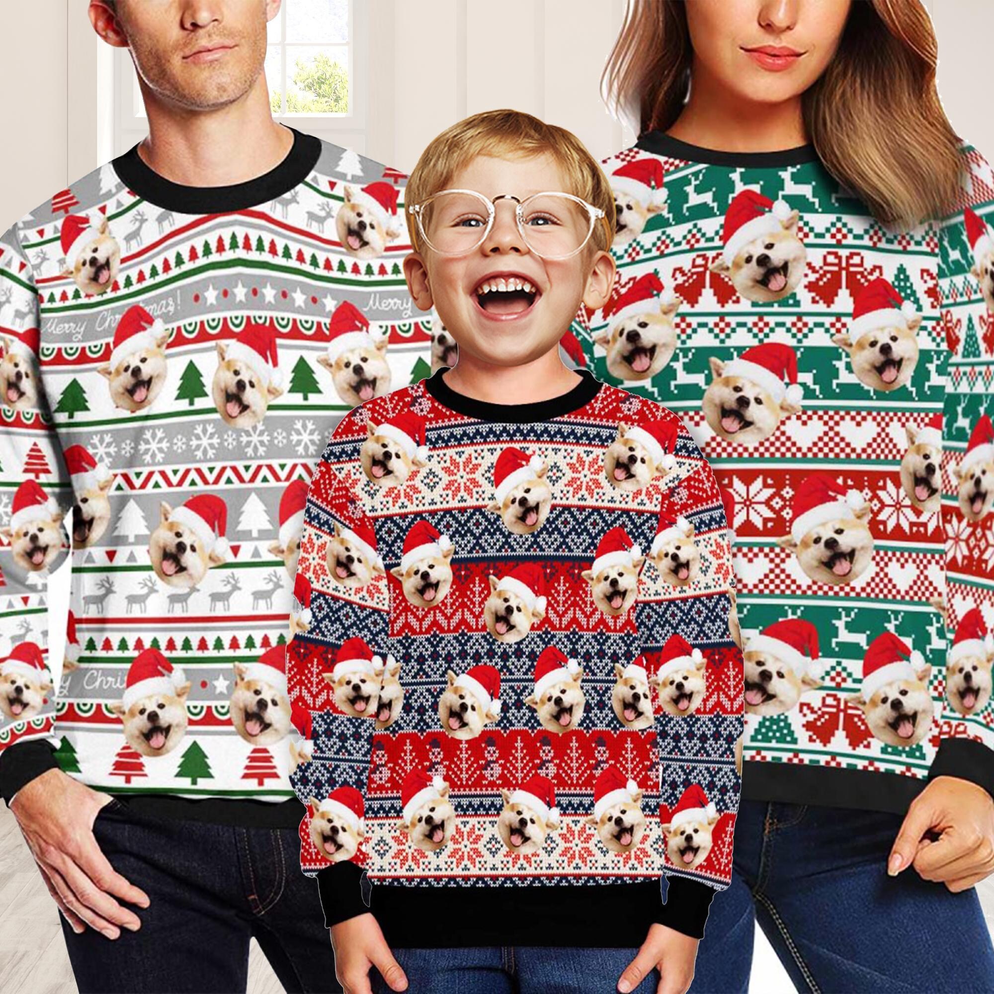 Custom Dog Photo Ugly Christmas Sweater: Personalized Family Gift