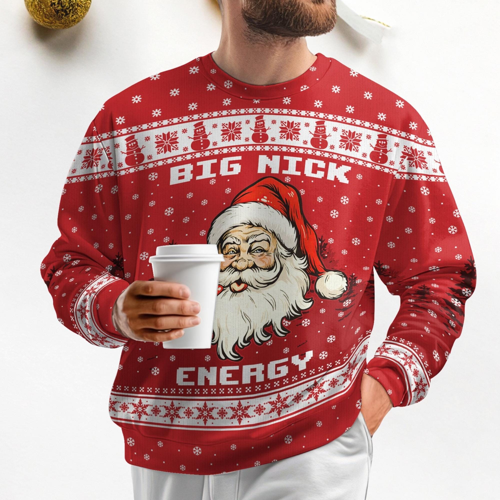 Big Nick Energy Ugly Sweater, Xmas Santa Sweater For Party, Big Nick Sweater, Santa Claus Women Sweater, Santa Winter Holiday Sweater
