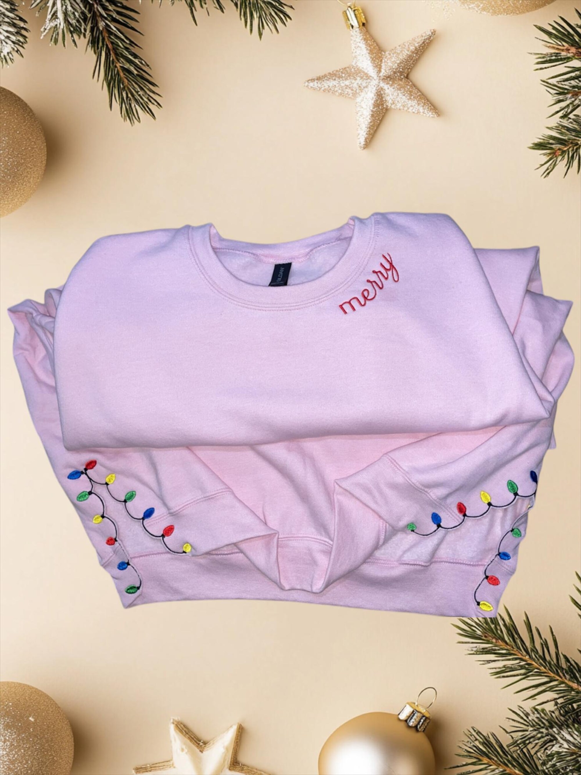 il_2000xN.6431972225_kmbf-1.jpg Embroidered Christmas Lights Cut Hem sweatshirt