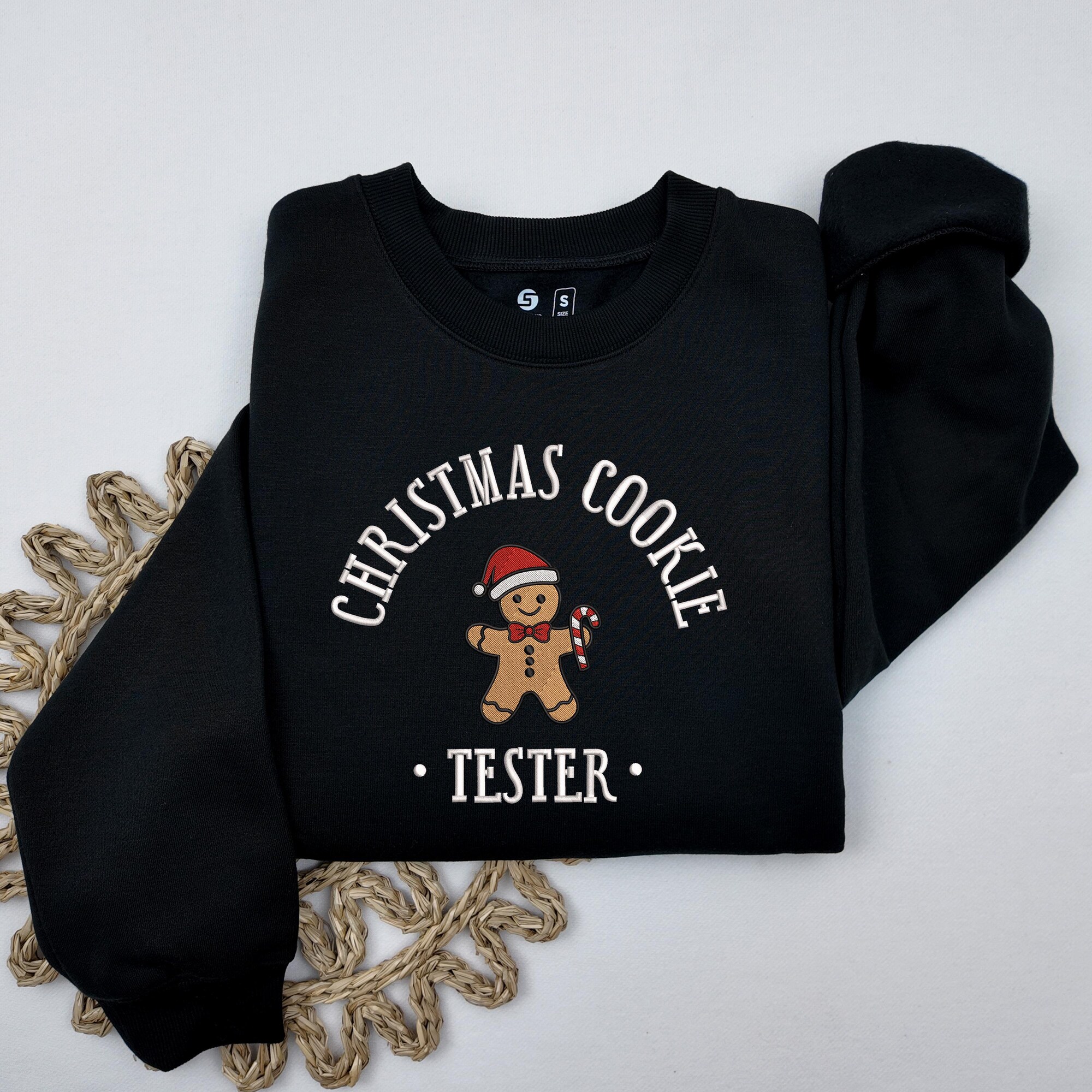 il_2000xN.6432130387_8tuv-1.jpg EMBROIDERED Christmas Cookie Baker Gingerbread Sweatshirt, Couple Christmas Sweatshirt, Funny Christmas Sweatshirt, Crew Neck Sweatshirt