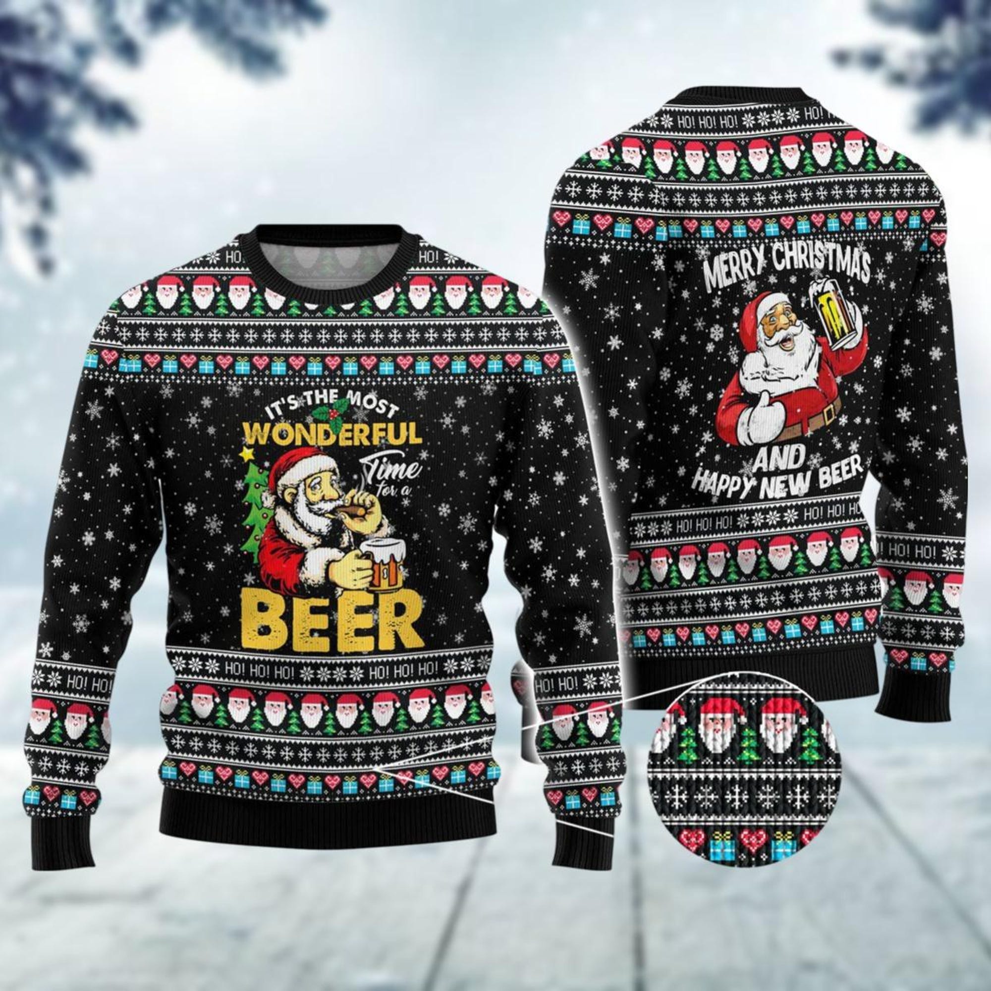 Santa Beer Ugly Christmas Sweater, It’s The Most Wonderful Time For A Beer, Christmas Drinking Sweater, Beer Lovers Gift