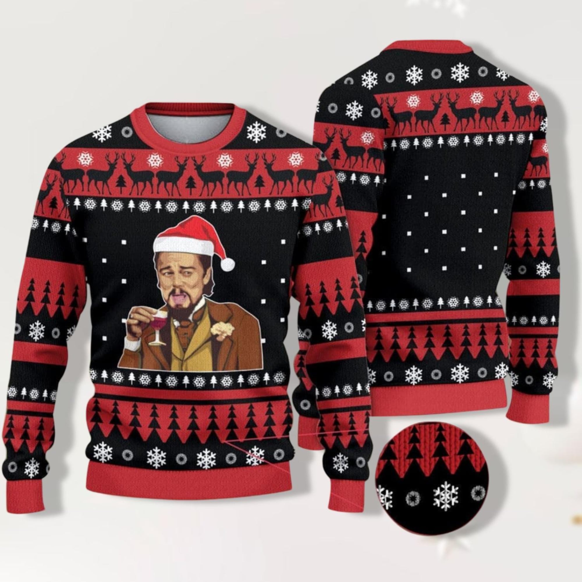 Christmas Leonardo Dicaprio Meme Ugly Sweater, Man Drinking Wine Xmas Sweater, Ugly Christmas Sweater Woman, Leo Sweater For Men