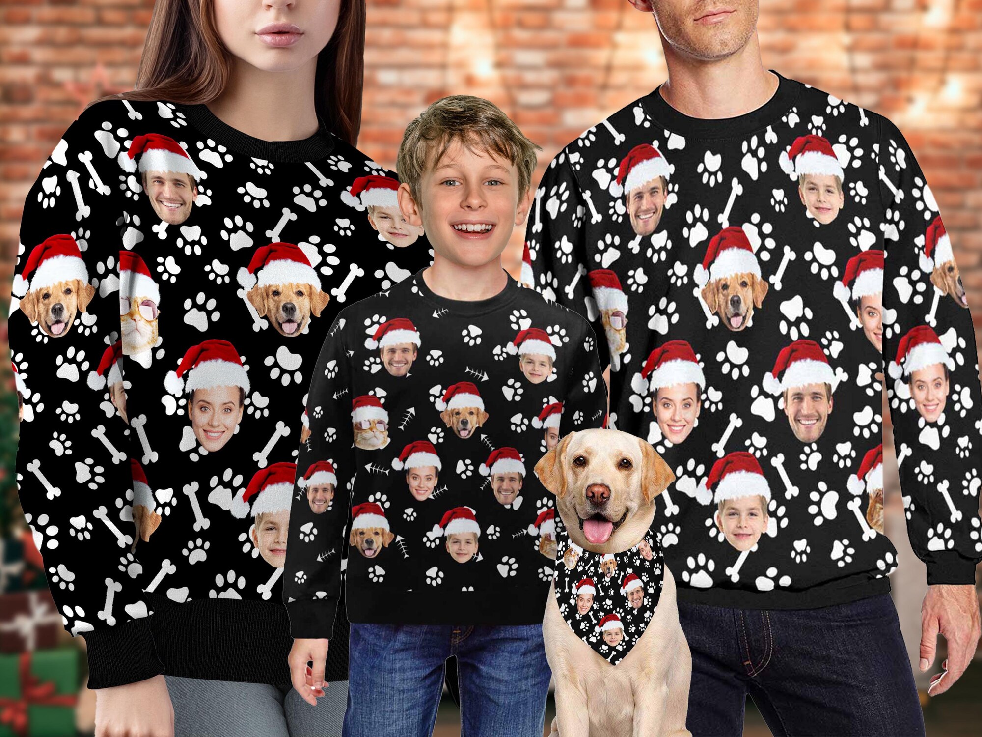 Custom Face Ugly Christmas Sweater: Personalized Photo Crewneck