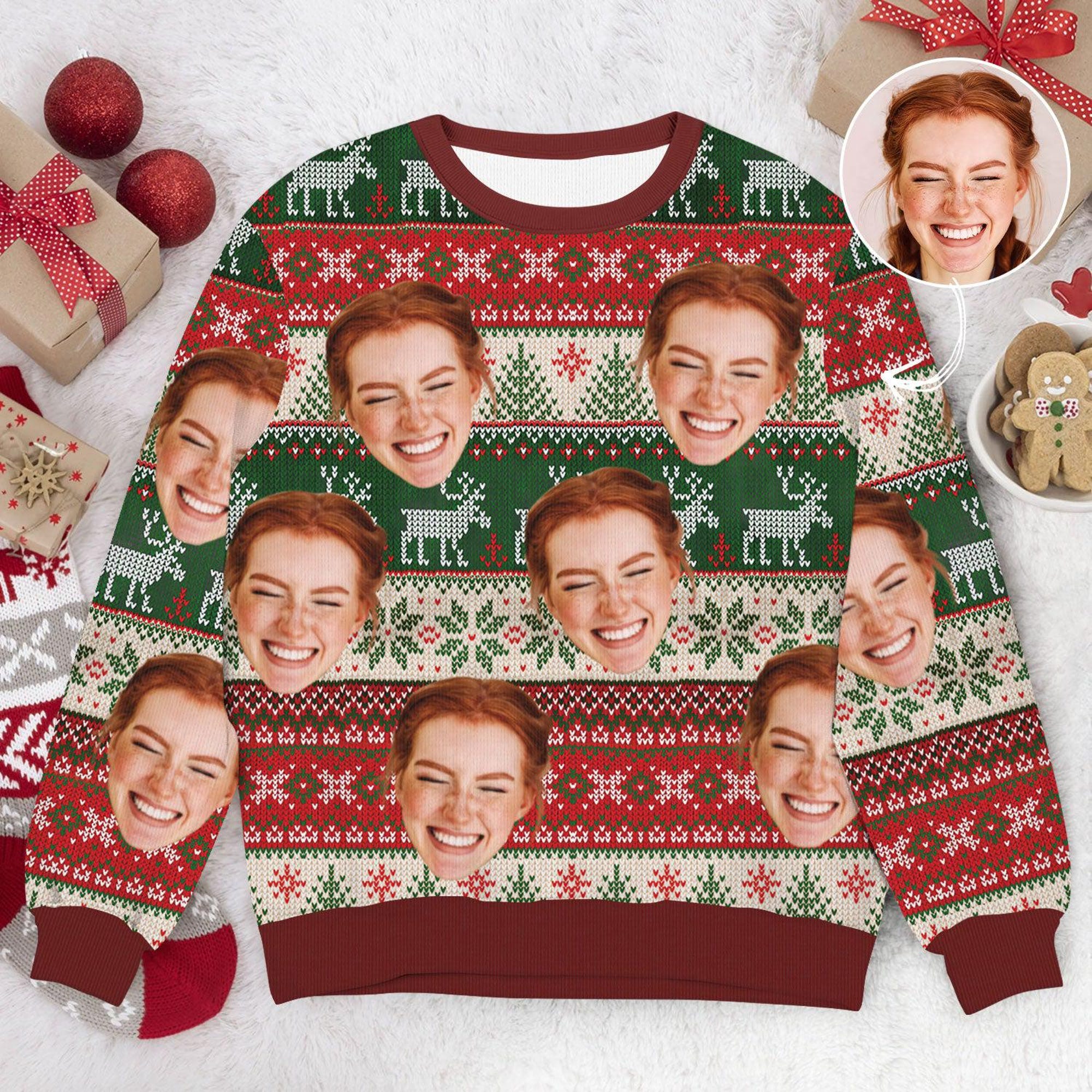 Personalized Family Photo Ugly Christmas Sweater: Custom Face LED Novelty