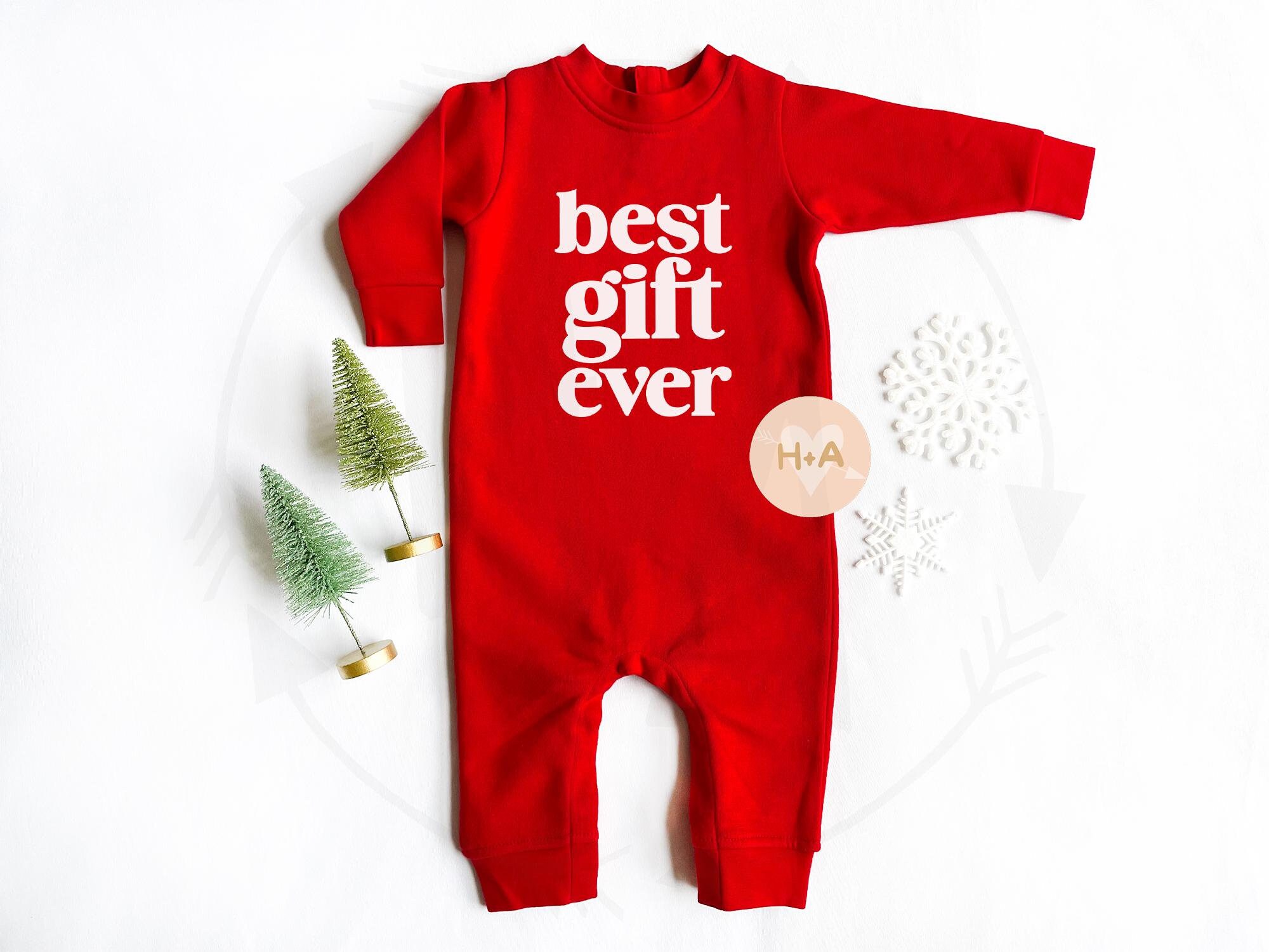 Best Gift Ever Baby Fleece Sweatshirt Romper, Christmas Baby One-Piece, Baby Announcement Romper, New Baby Gift