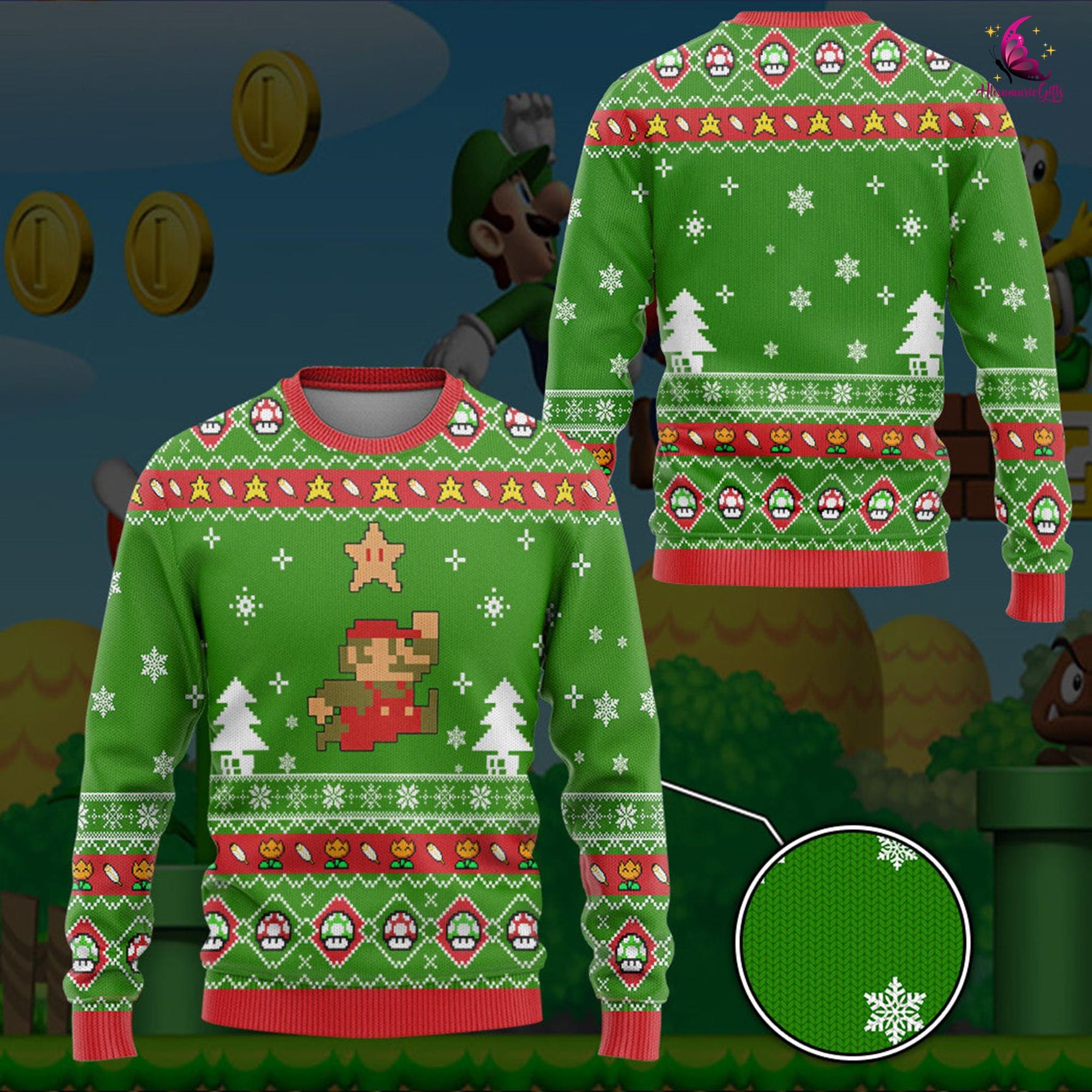 Nintendo Super Mario Ugly Christmas Sweater, Super Mario Bros Christmas Sweater, Mario Ugly Christmas Sweater, Christmas Xmas Gifts