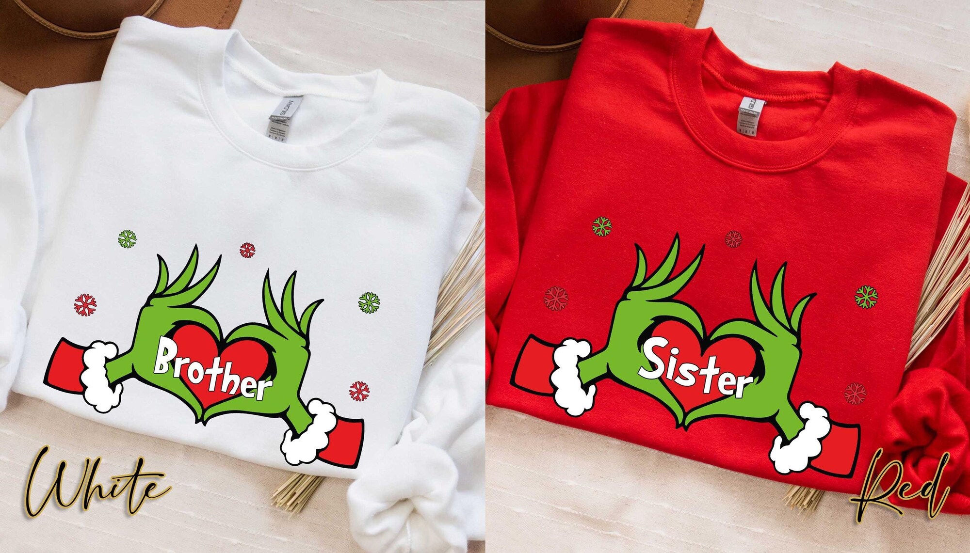 Custom Grinch Heart Sweatshirt, Christmas Lover Hoodie, Heart Hands Hoodie, Heart Grinchmas, Merry Christmas, Name Youth Sweatshirt