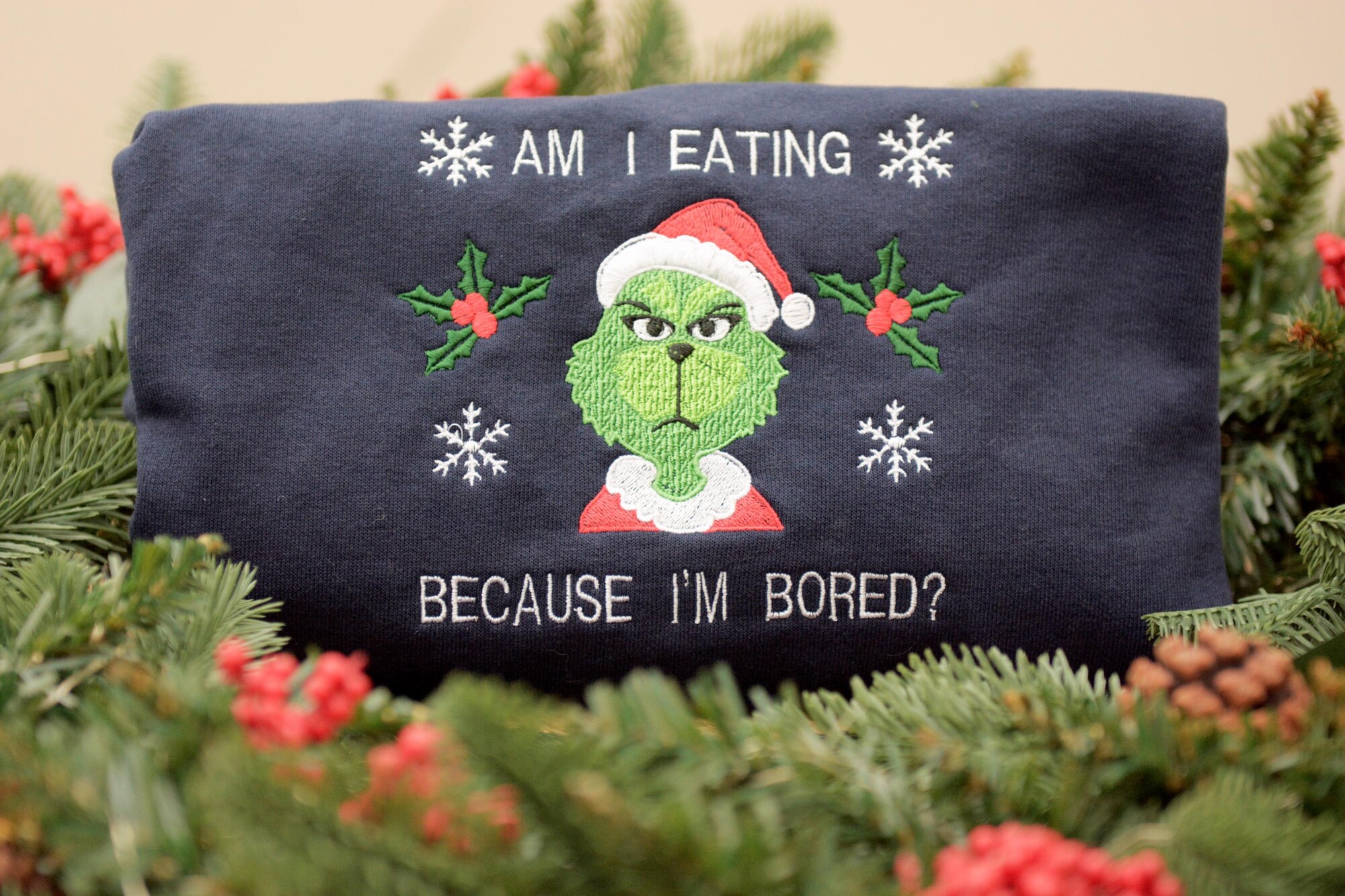 Grinch Christmas Jumper | Luxury Organic Sweatshirt | Adult Unisex (Personalised)