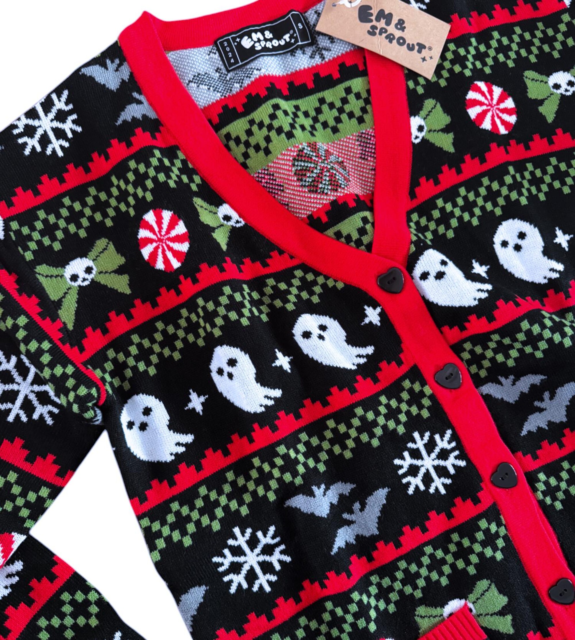 Spooky Christmas Cardigan Sweater – Available in sizes S to 3X