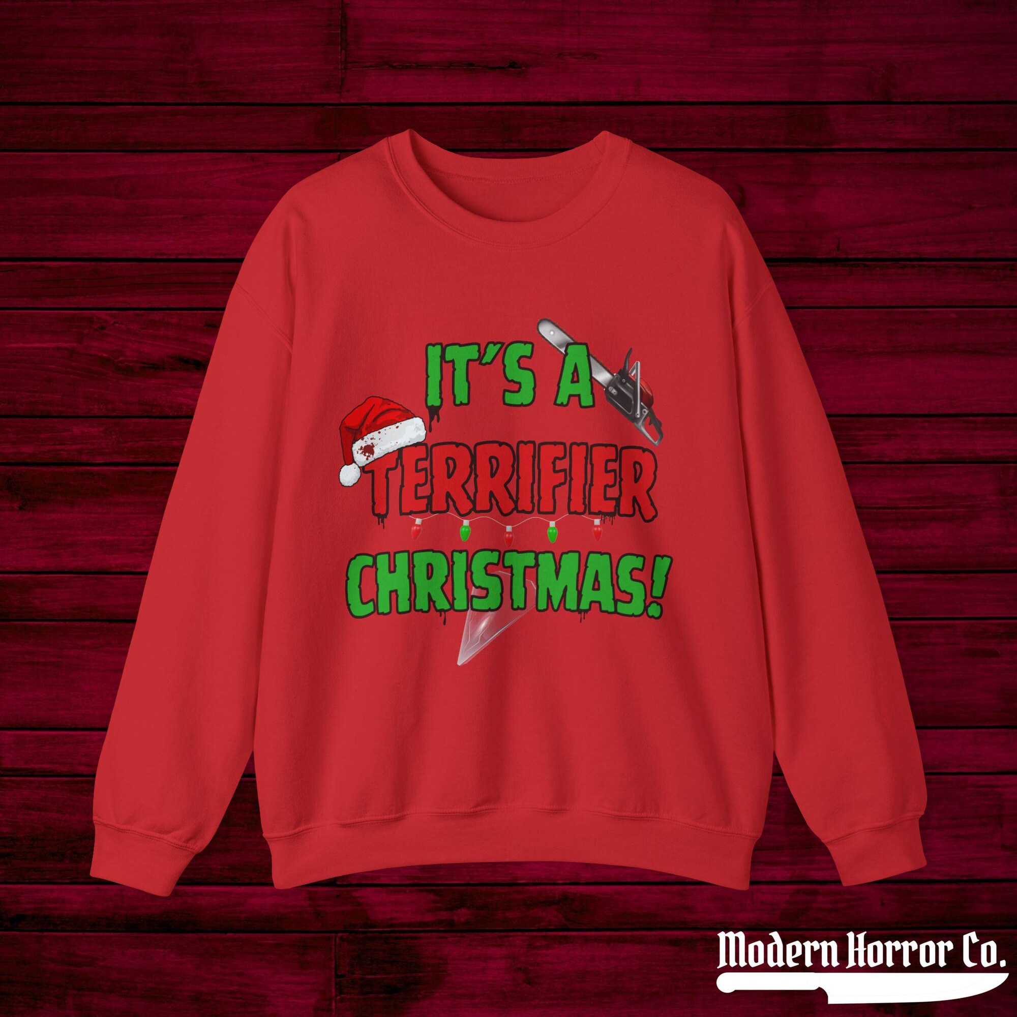 Christmas Terrifier Unisex Sweatshirt: Holiday Season Winter Jumper, Scary Xmas Gift, Creepy Knit Pullover, Festive Horror Clothing, Men