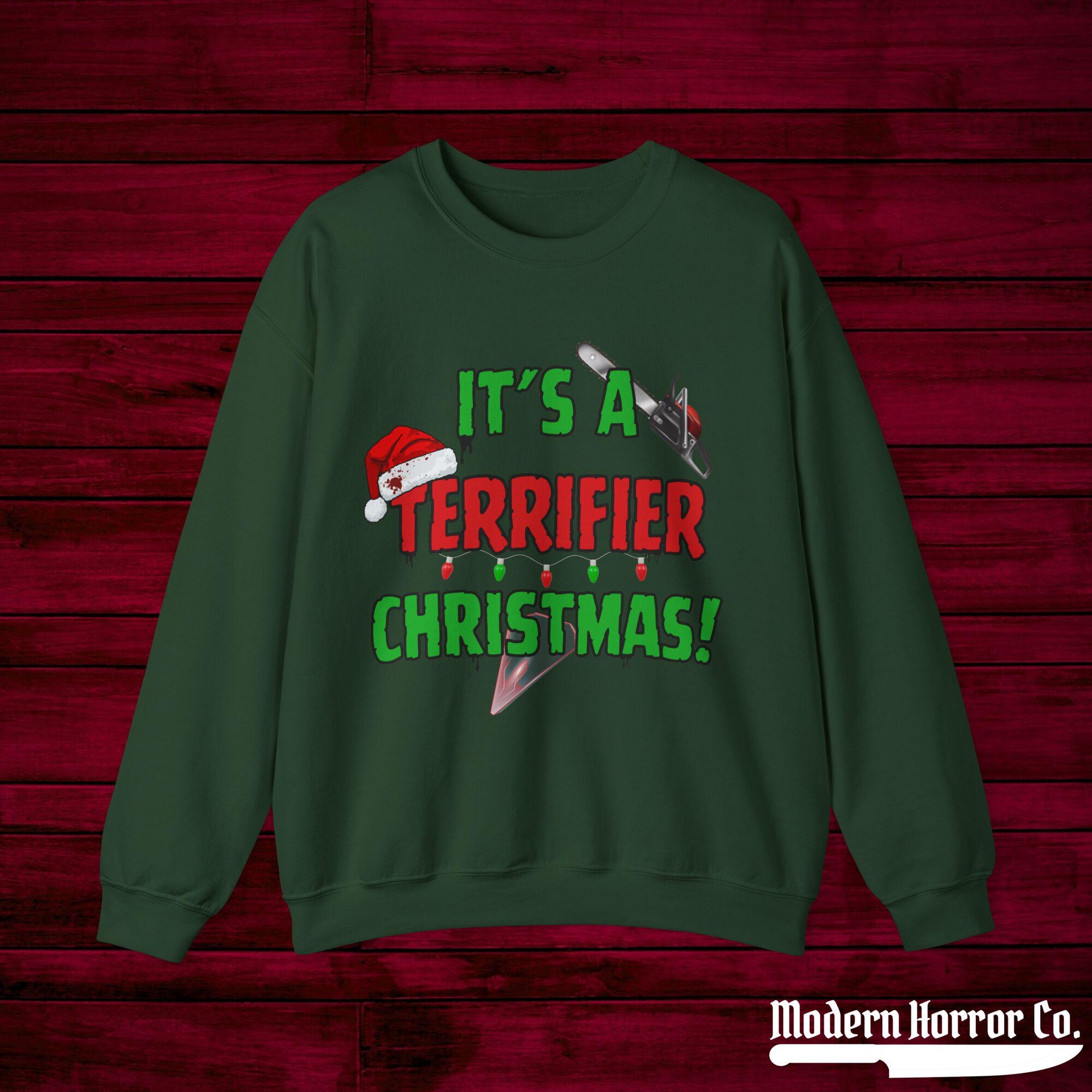 il_2000xN.6438336550_ae3t.jpg Christmas Terrifier Unisex Sweatshirt: Holiday Season Winter Jumper, Scary Xmas Gift, Creepy Knit Pullover, Festive Horror Clothing, Men