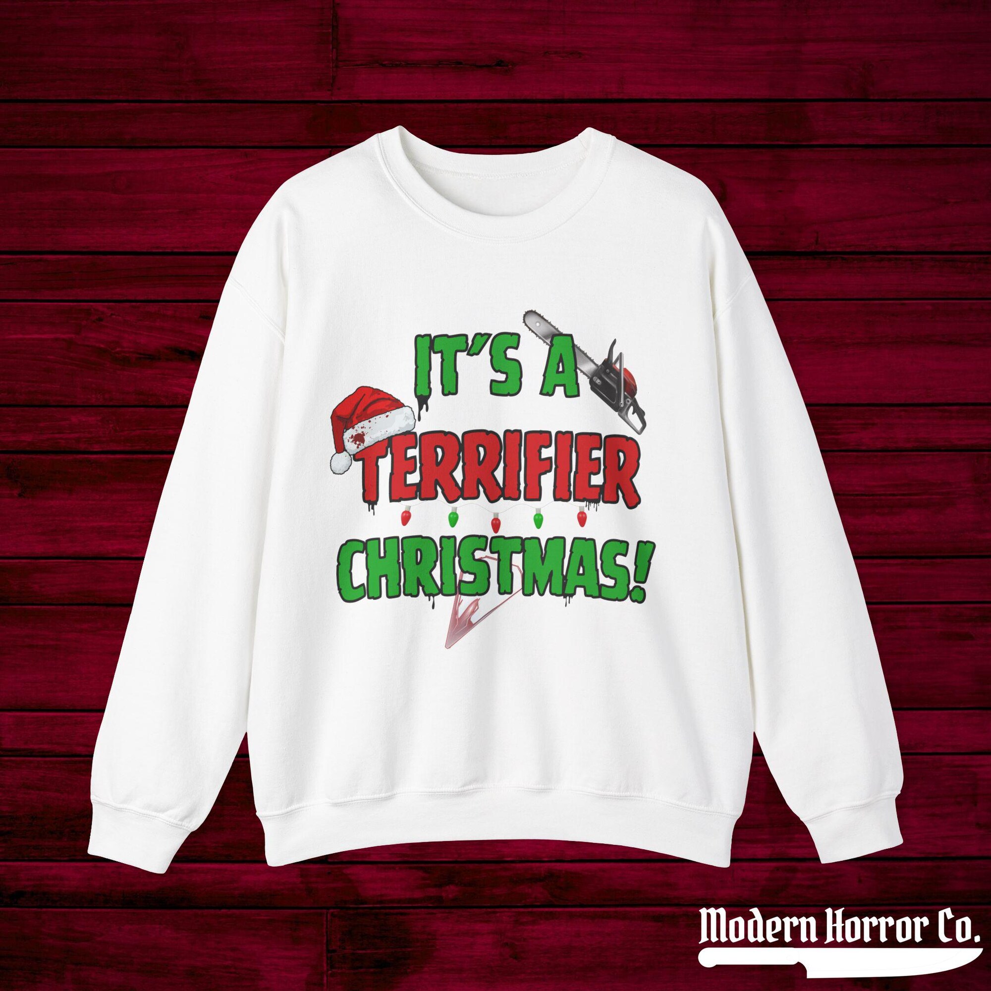il_2000xN.6438340348_nvgj.jpg Christmas Terrifier Unisex Sweatshirt: Holiday Season Winter Jumper, Scary Xmas Gift, Creepy Knit Pullover, Festive Horror Clothing, Men