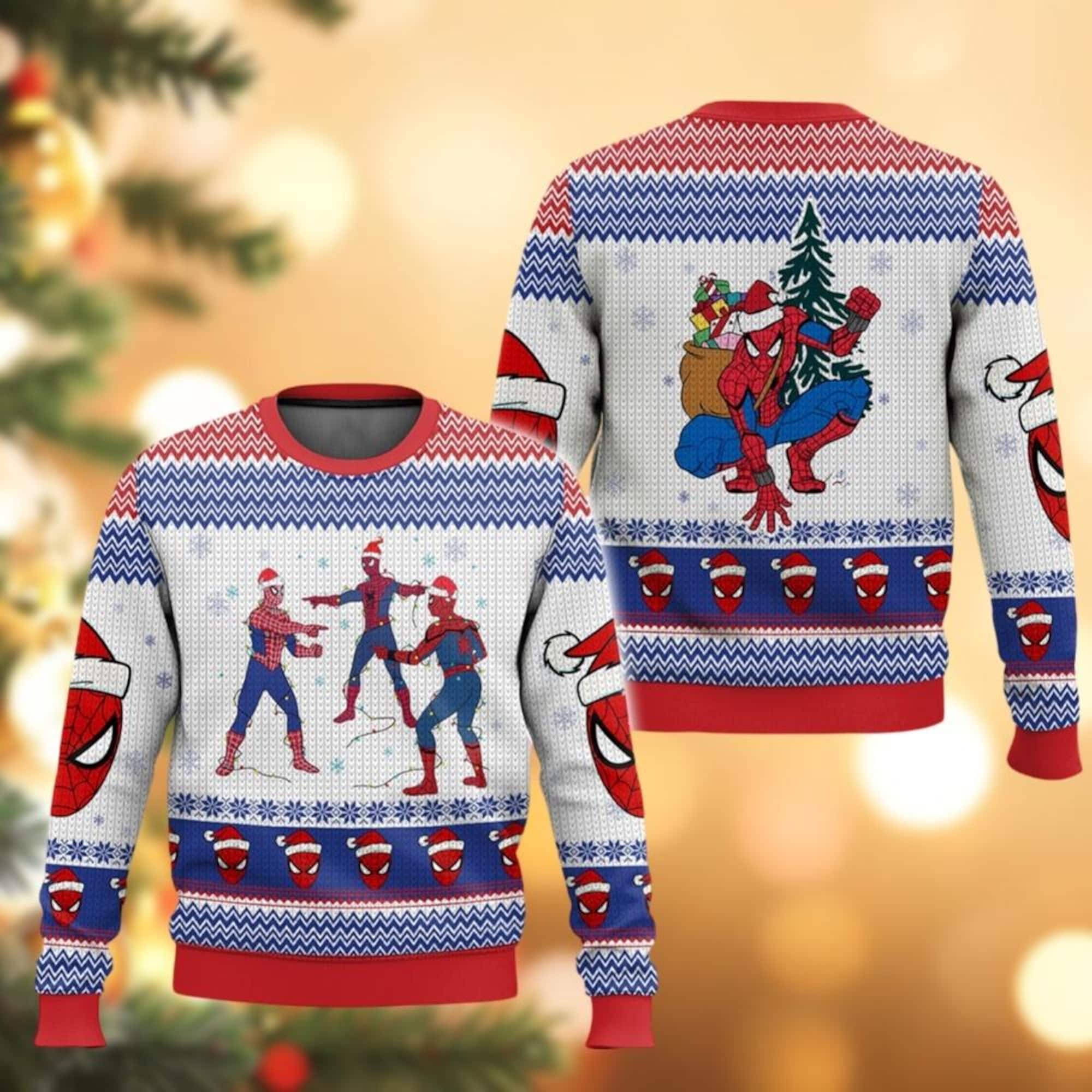 Spider Man Christmas Ugly Sweater, Spiderman Xmas Sweater, Superhero Holiday Sweater, Xmas Sweater For Women Men Kid, Movie Lovers