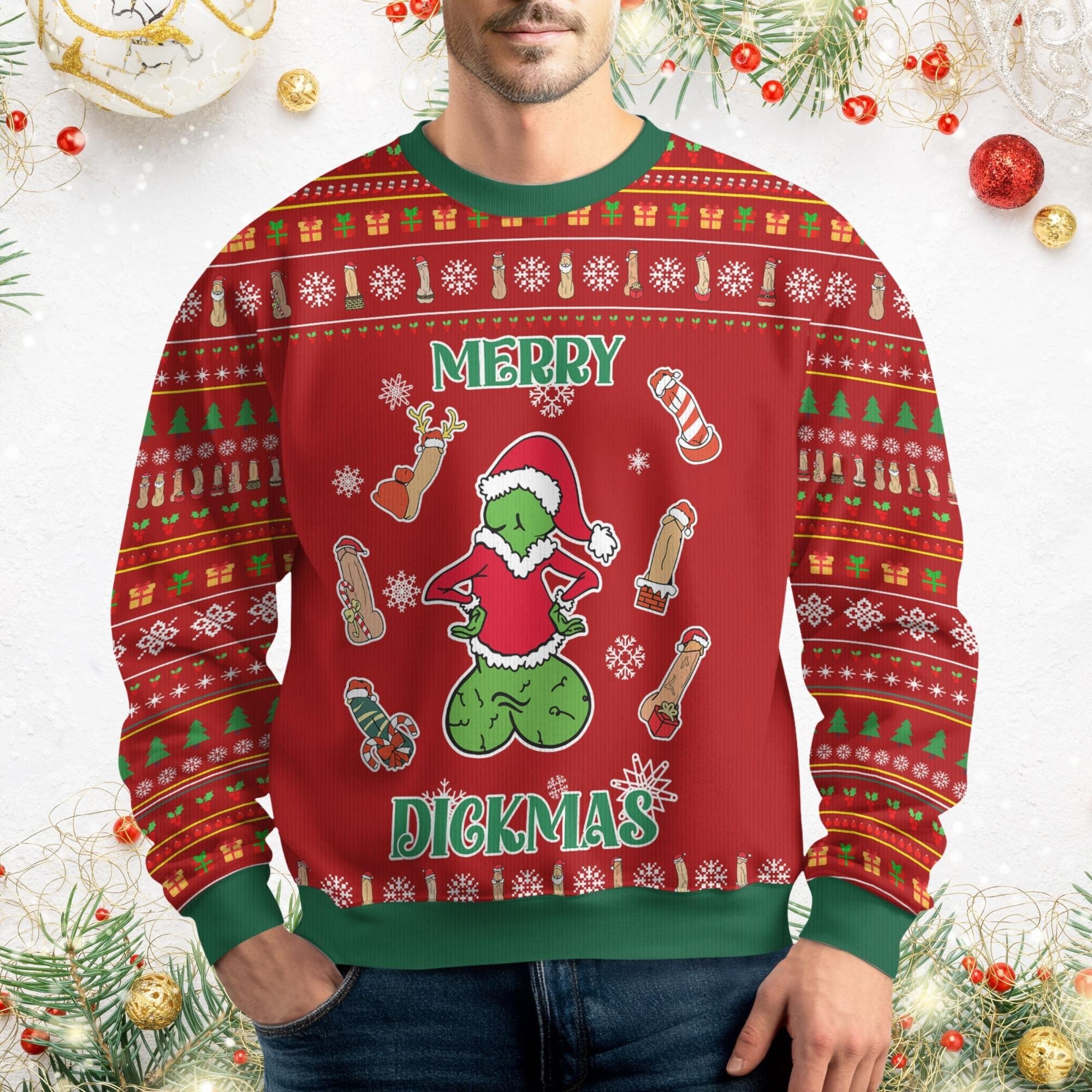 il_2000xN.6438973800_l8p8.jpg Merry Dickmas Ugly Sweater, Christmas Dirty Sweater For Party, Funny Christmas Holiday Sweater, Cockmas Ugly Sweater, Ugly Xmas Sweater