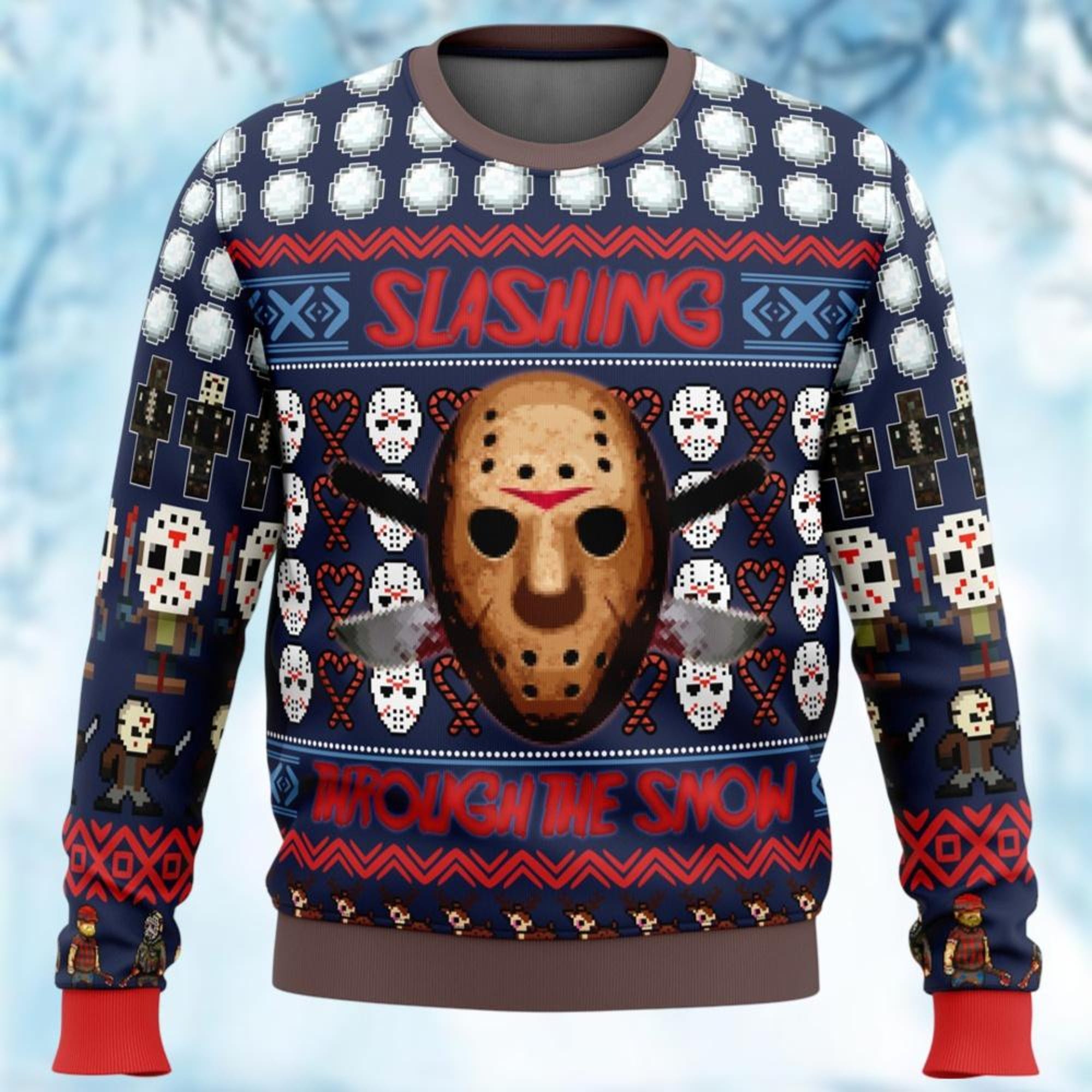 Jason Voorhees Ugly Sweater, Horror Characters Xmas Sweater, Friday The 13th Sweater, Horror Movie Christmas Sweater, Scary Movie Gift