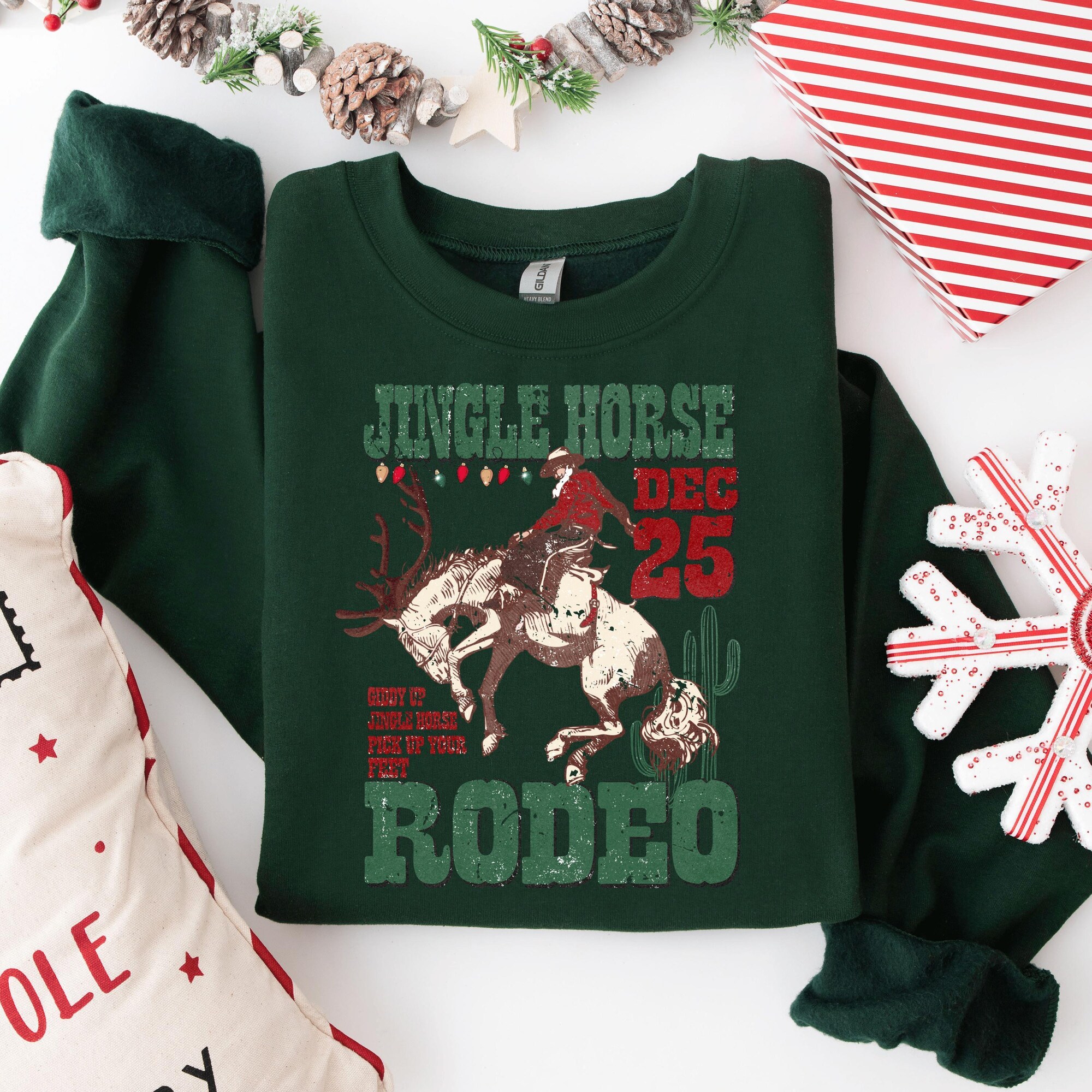 il_2000xN.6439621236_qwu0.jpg Cowboy Christmas Shirt, Jingle Horse Sweatshirt, Giddy Up Jingle Horse Pick Up Your Feet, Howdy Country Christmas Horse Tee, Cowgirl T-Shirt