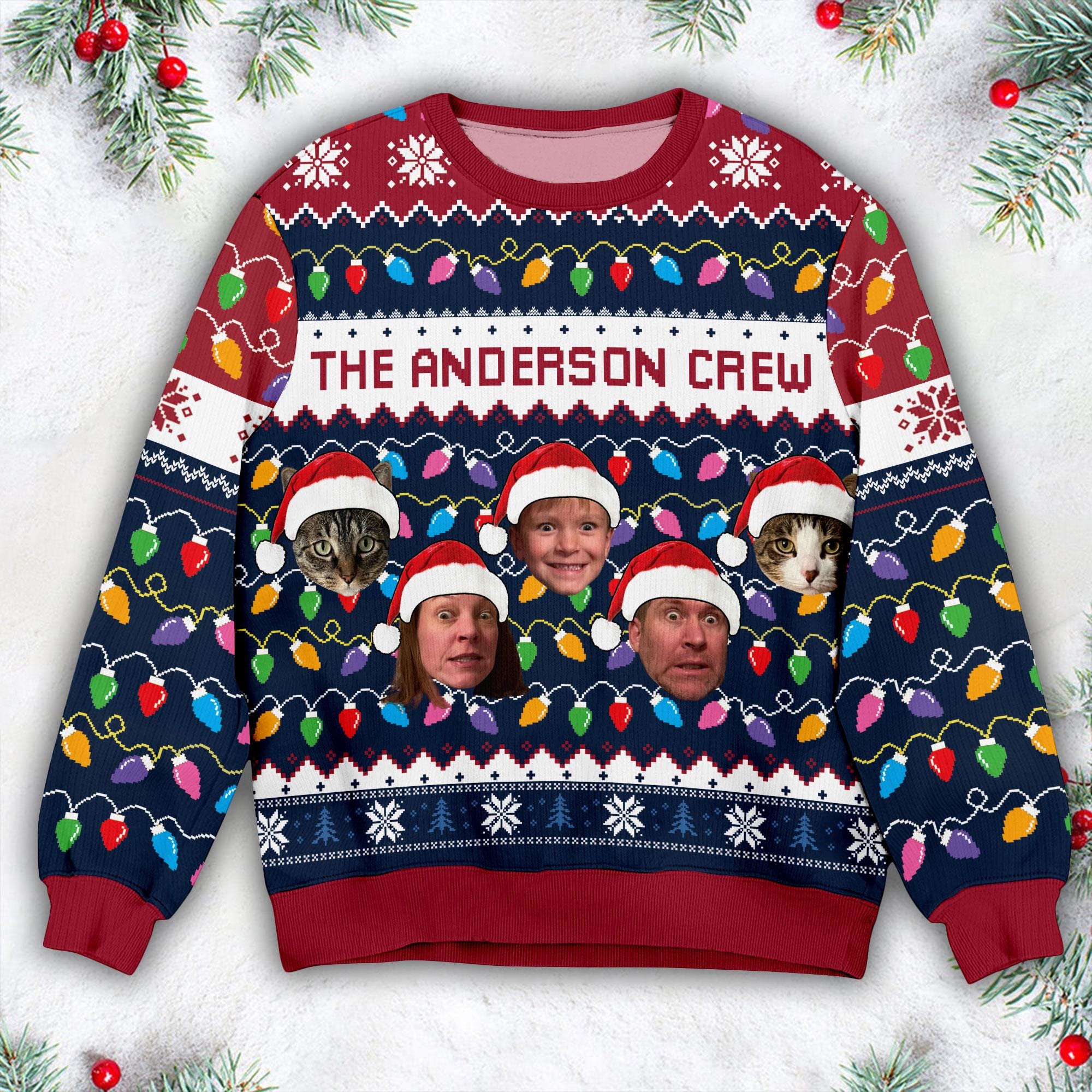 Personalized Face Christmas Ugly Sweater, Family Photo Ugly Sweater, Ugly Christmas Pattern, Thanksgiving Gifts, Christmas Gift, Custom Face