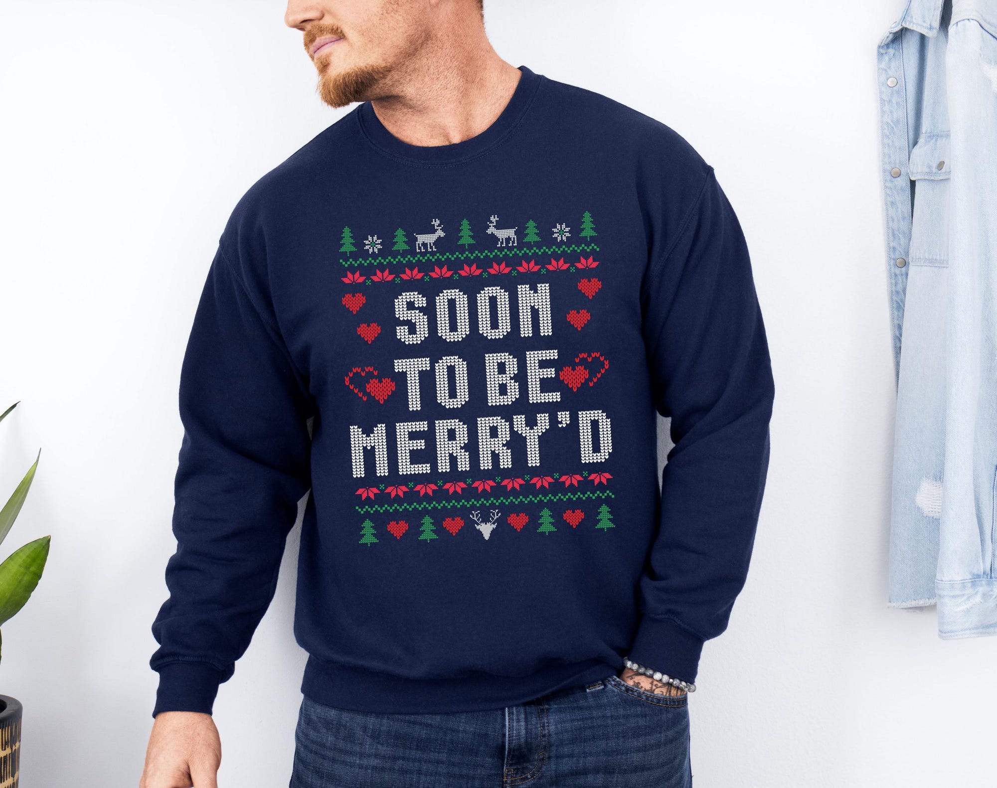 il_2000xN.6442856510_ar6n-1.jpg Soon To Be Merry'd Ugly Christmas Sweater, Engaged Matching Couple Funny Gift Bachelorette Bridal Shower Gift Fiancee Gift Engagement News