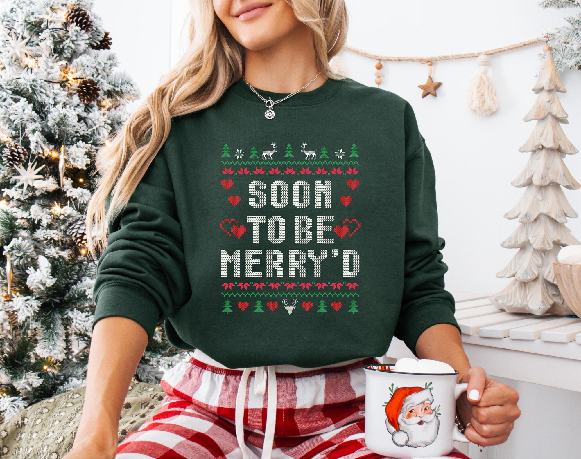 Soon To Be Merry’d Ugly Christmas Sweater, Engaged Matching Couple Funny Gift Bachelorette Bridal Shower Gift Fiancee Gift Engagement News