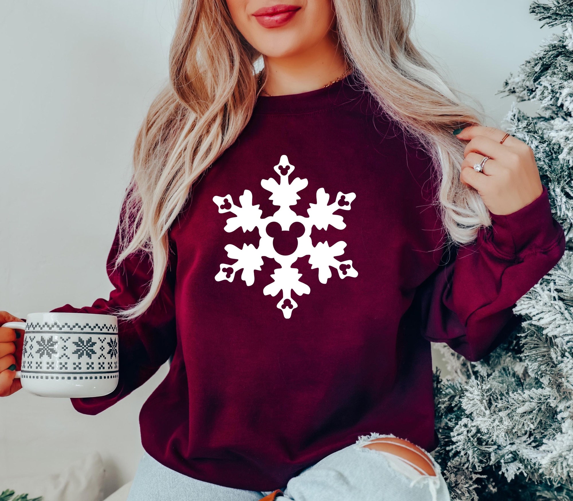 Disney Snowflake Christmas Sweatshirt, Mickey Snowflake T-Shirt Disneyland Xmas Shirt, Magic Kingdom Holiday Shirt, Disney Christmas Trip