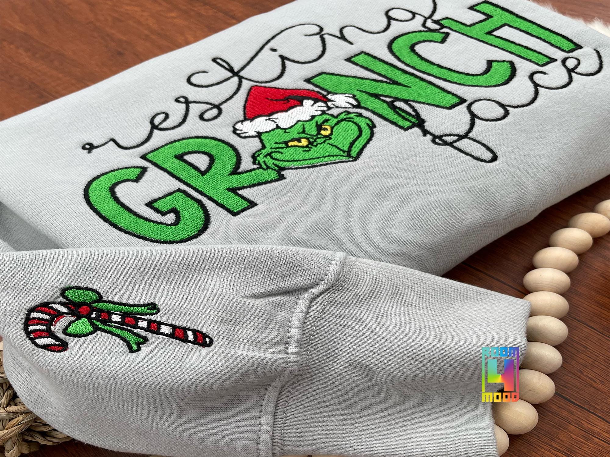 il_2000xN.6444645143_icph.jpg Christmas Sweatshirt, Whoville Embroidered Sweatshirt, Christmas Embroidery Sweatshirt, Crewneck, Sleeve candy cane, resting face grinch