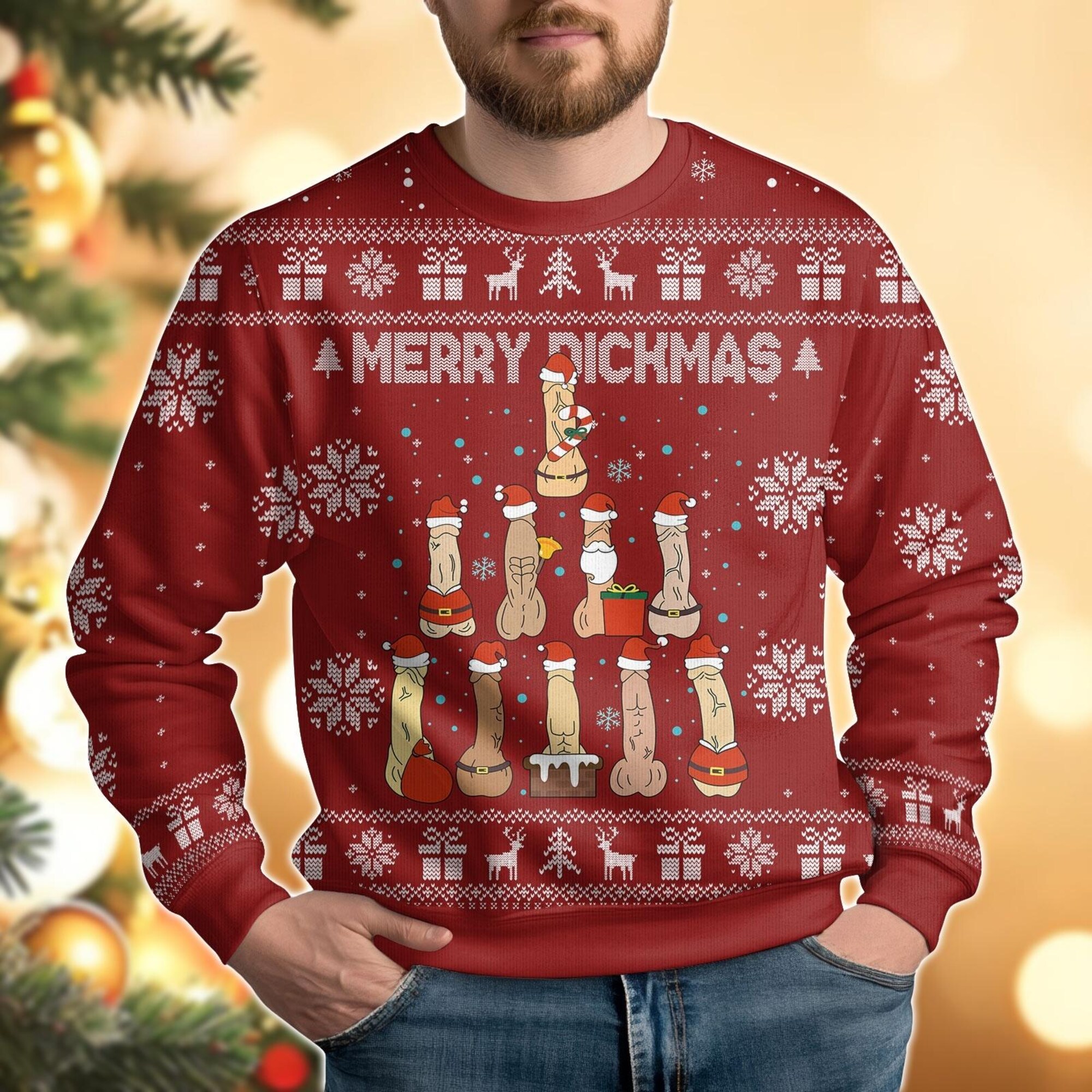 Merry Dickmas Ugly Christmas Sweater, Naughty Christmas Sweater, Funny Dirty Xmas Sweater, Cute Holiday Sweater For Women Men Kid