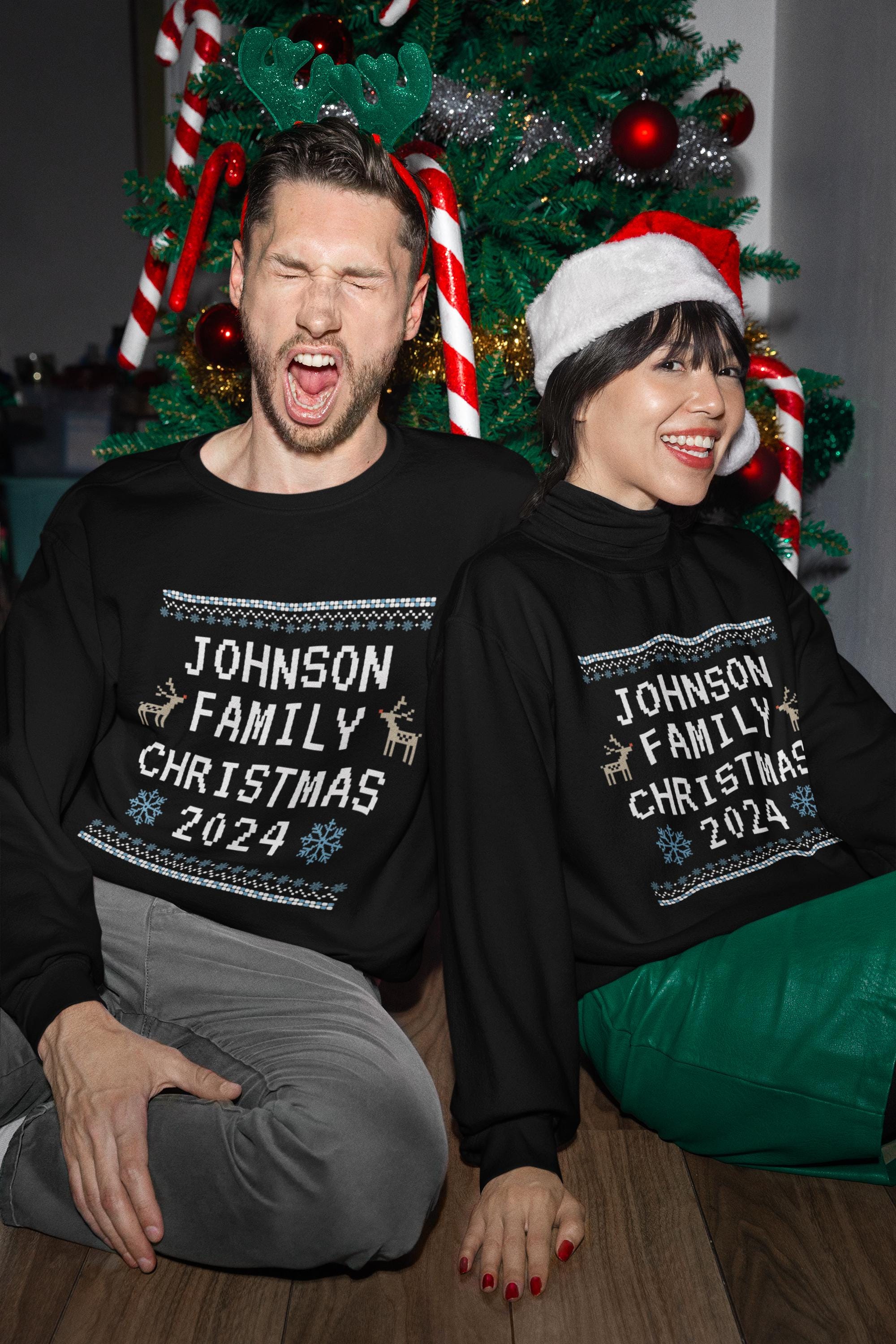 Custom Family Ugly Christmas Sweater – Personalized 2024 Holiday Sweater for Adults & Kids
