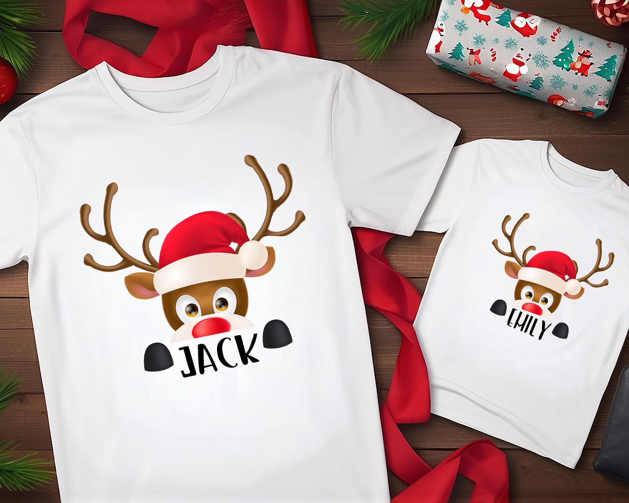 Reindeer Family Christmas Shirt, Personalized Christmas Family Shirt, Custom Family Name Tee, Funny Christmas Tee, Gift For Christmas