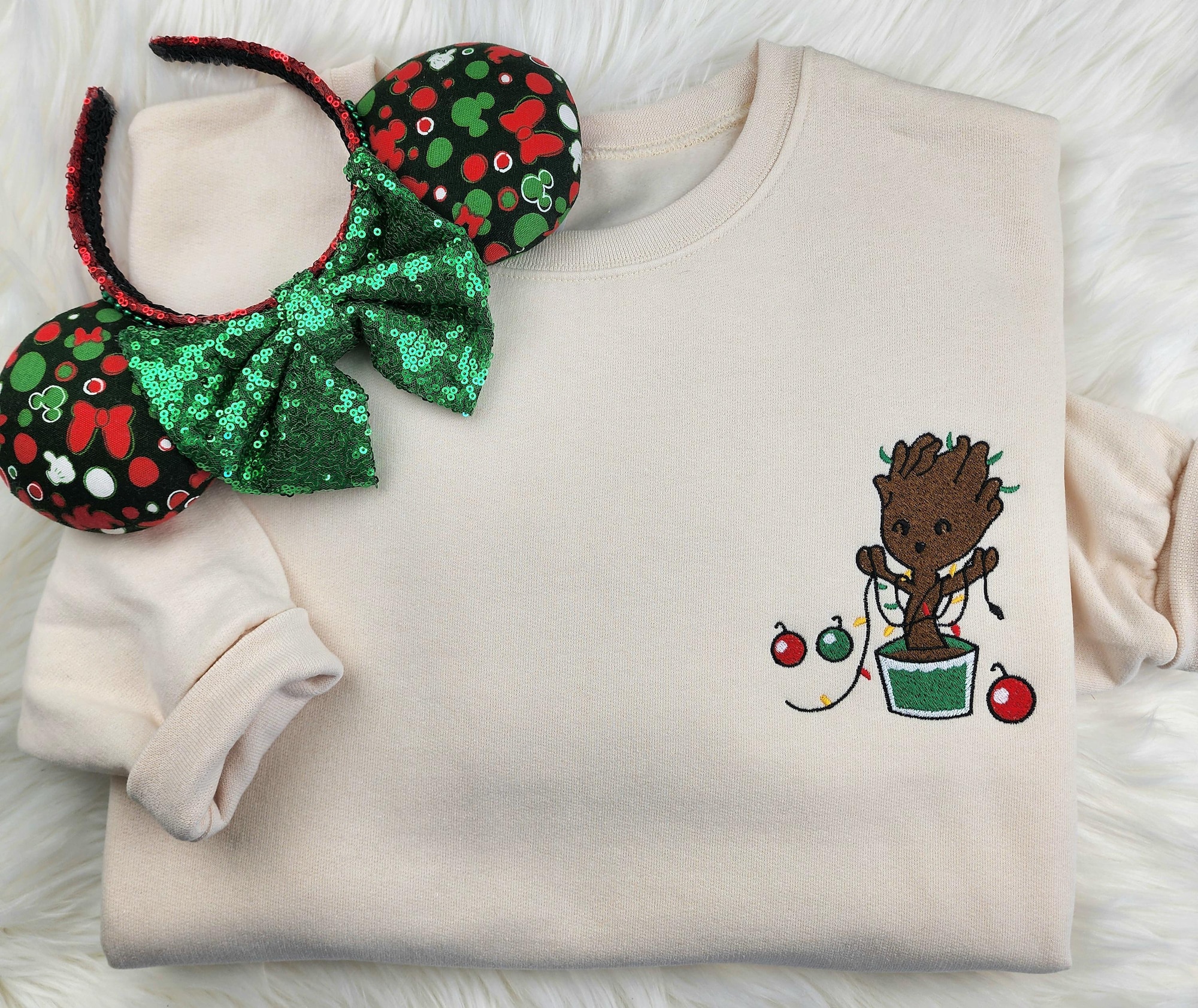 Groot Christmas Embroidered Sweatshirt| Marvel Sweatshirt| Disney Christmas Embroidered Sweatshirt| Trendy Sweatshirt