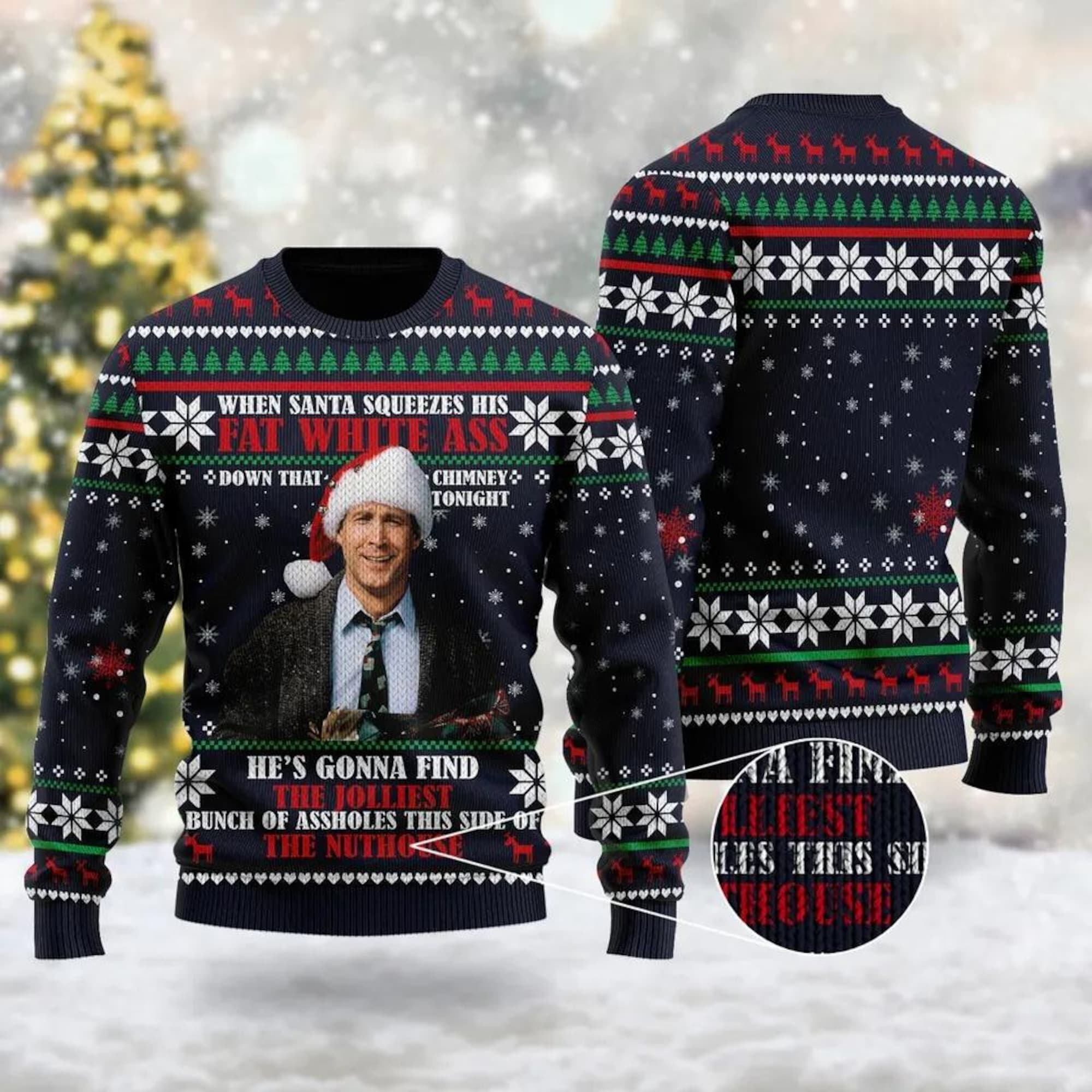 Fat White Ass Griswold Full Ugly Sweater, National Lampoons Xmas Sweater, Christmas Vacation Xmas Sweater, Funny Christmas Gift