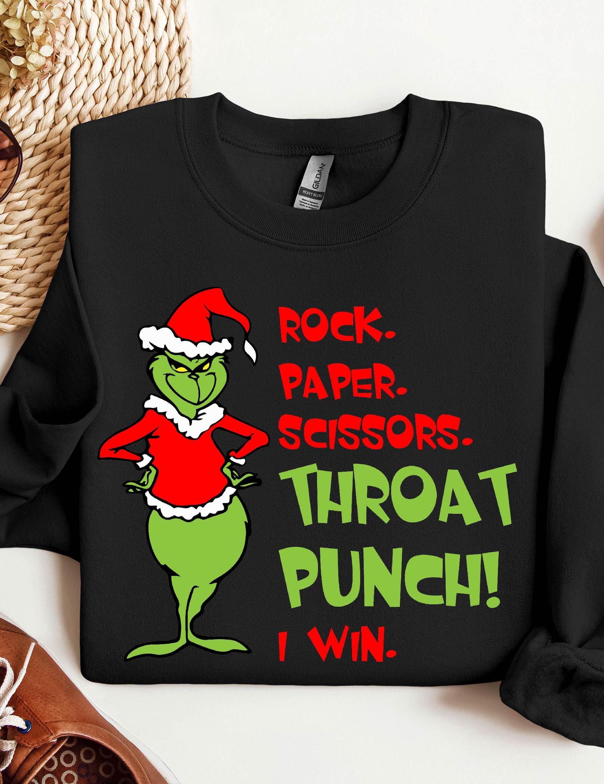 Rock Paper Scissors Grinch Christmas Sweatshirt, Christmas Grinch Hoodie, Retro Movie Grinchmas Sweatshirt, Matching Christmas Trendy Hoodie