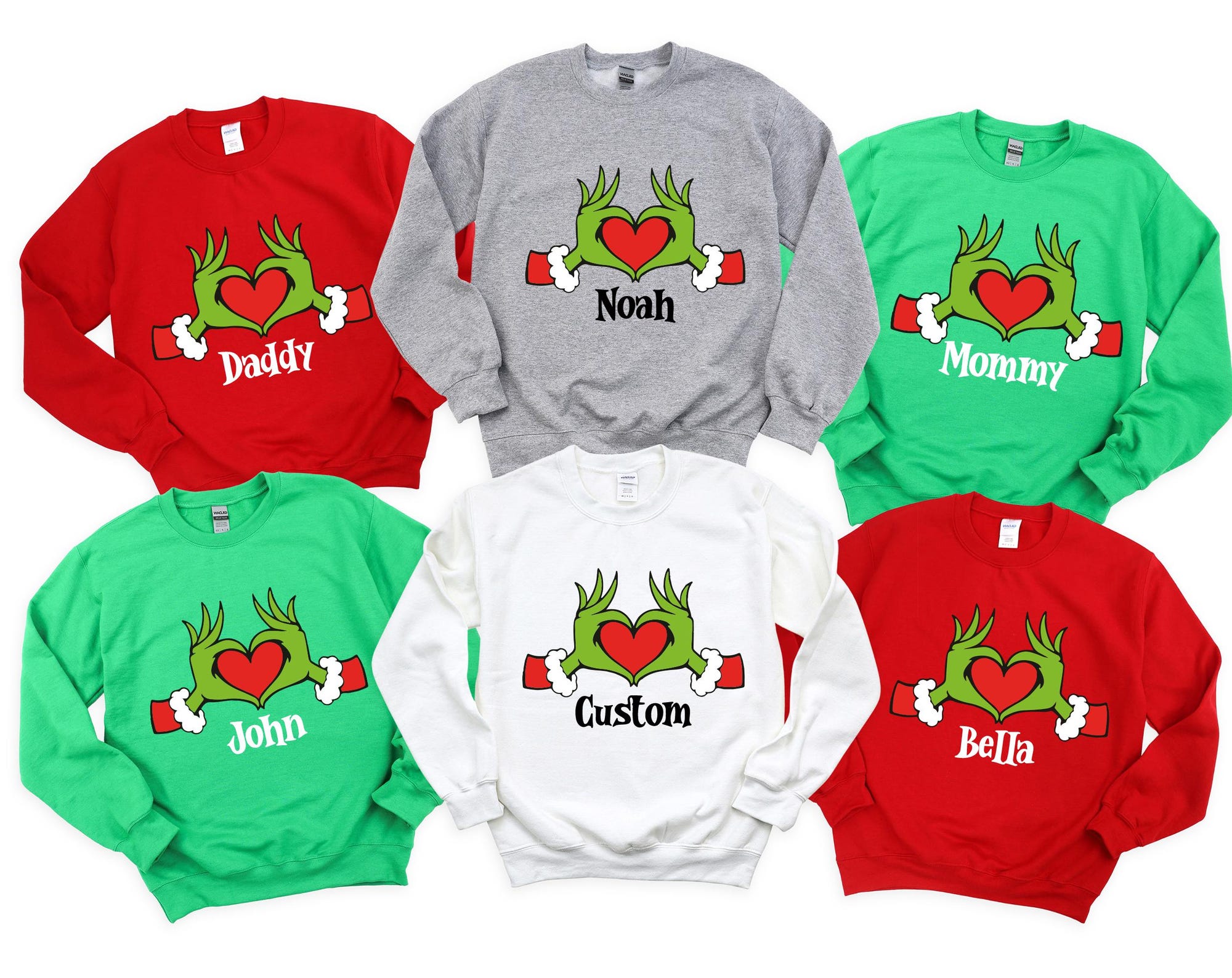 il_2000xN.6454018579_qmue.jpg Custom Christmas Family Tshirt, Matching Christmas Movie Shirt, Personalized Green Hand Heart Shirt, Christmas Family Xmas Gift