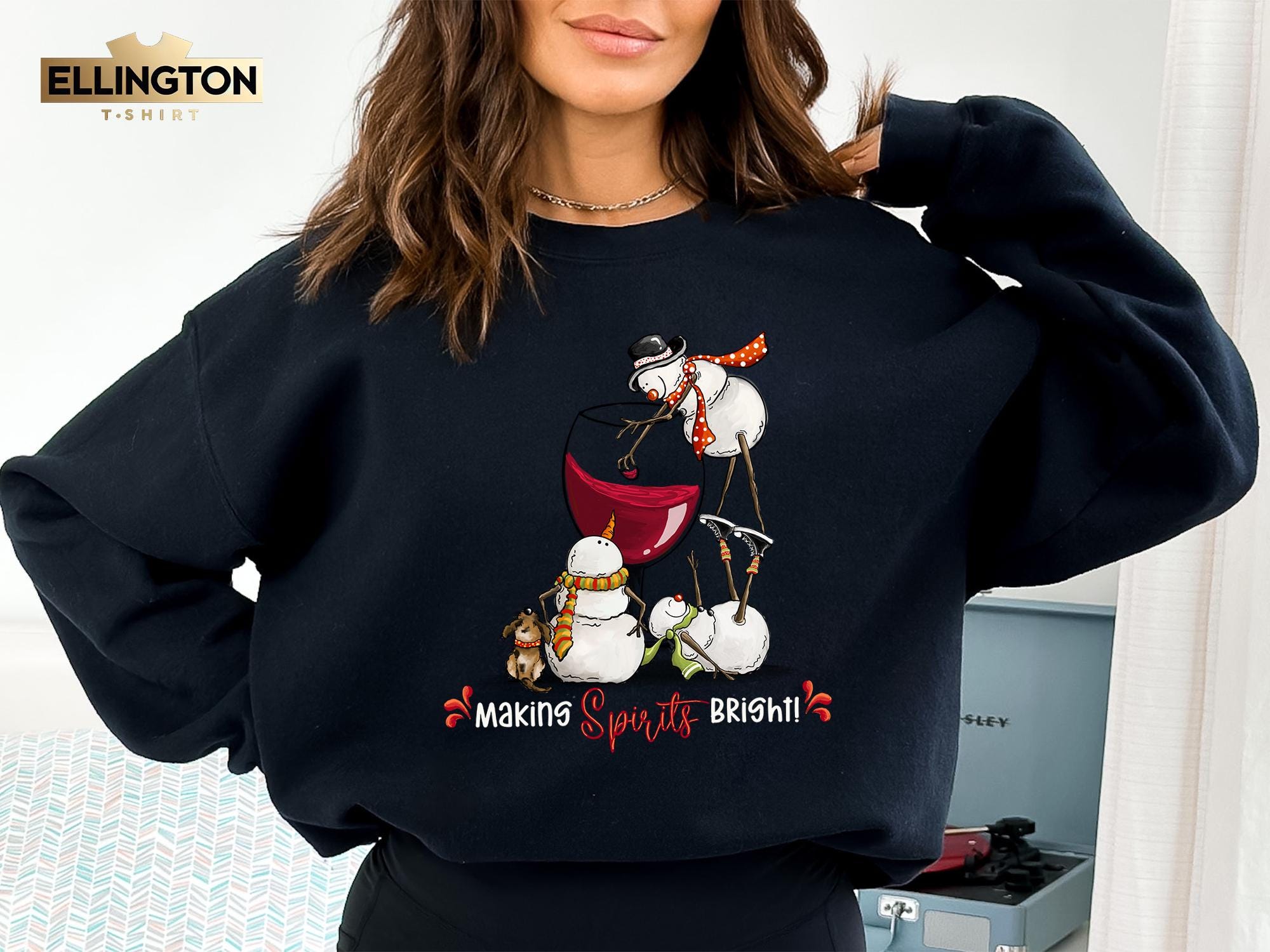 il_2000xN.6454804033_q9lq-2.jpg Snowman Wine Christmas Sweatshirt, Funny Christmas Shirts, Wine Holiday Hoodie, Snowman Drinking Wine Santa T-Shirt
