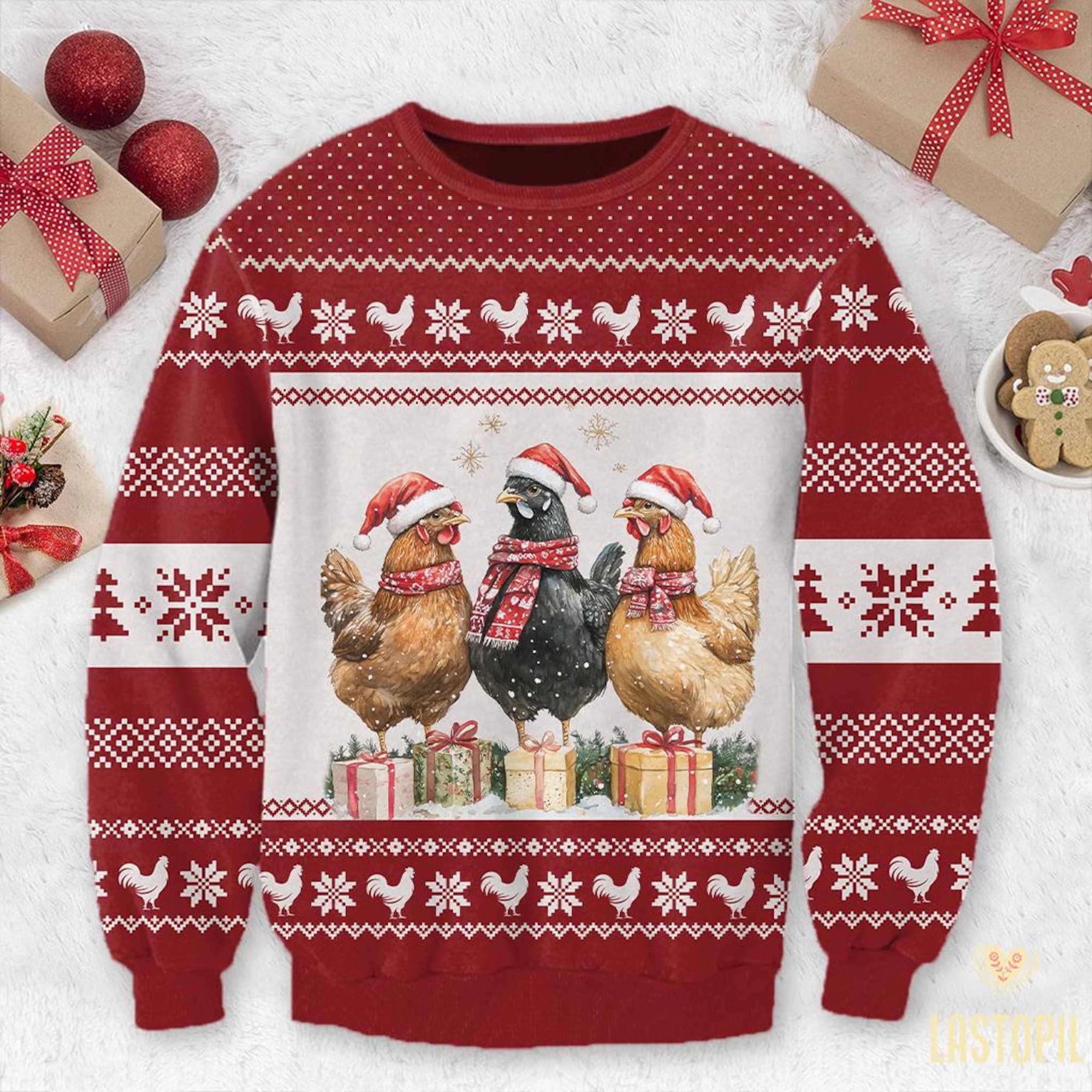 Chicken Christmas Coquette Ugly Christmas Sweater Chicken Christmas Shirt, Merry Cluckin Sweater Family Matching Shirt Chicken Mom Gift