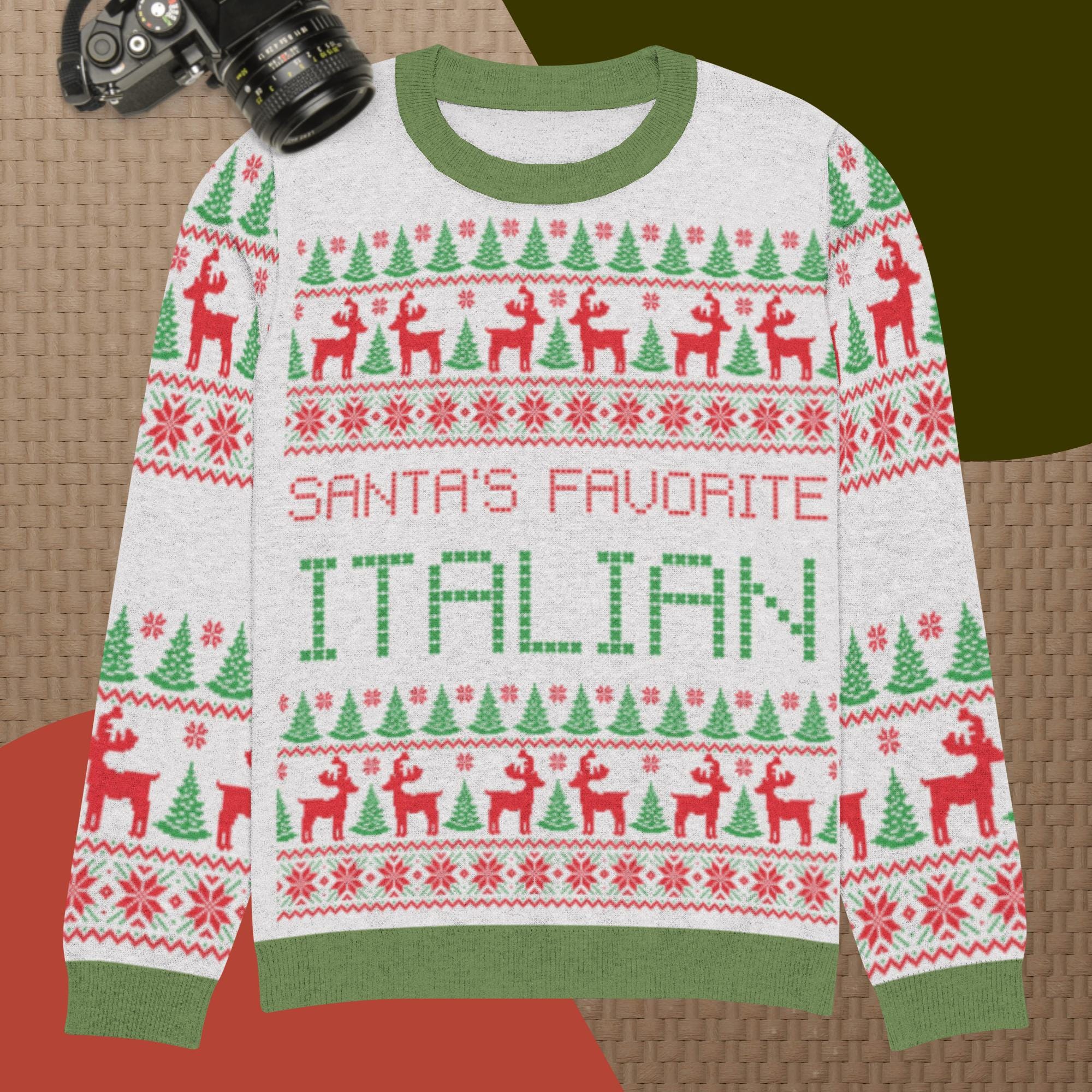 Santa’s Favorite Italian Sweater, Italian Pride Sweater, Ugly Christmas Sweater, Christmas Knit Sweater
