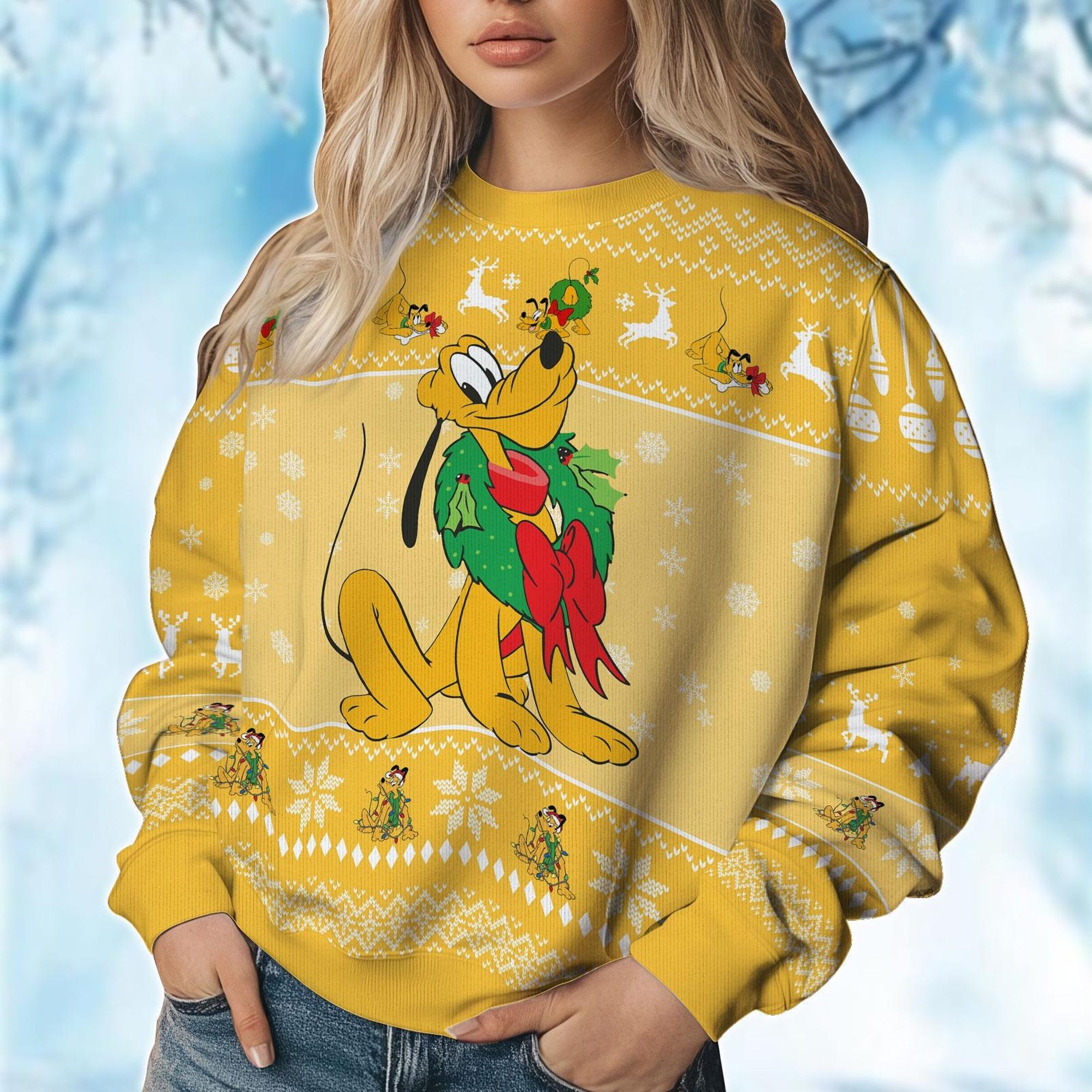 il_2000xN.6460877828_n3ze.jpg Pluto Disney Santa Ugly Sweater, Mickey Friends Christmas Sweater, Disney Trip Xmas Sweater, Pluto Dog Sweater, Magic Kingdom Gift