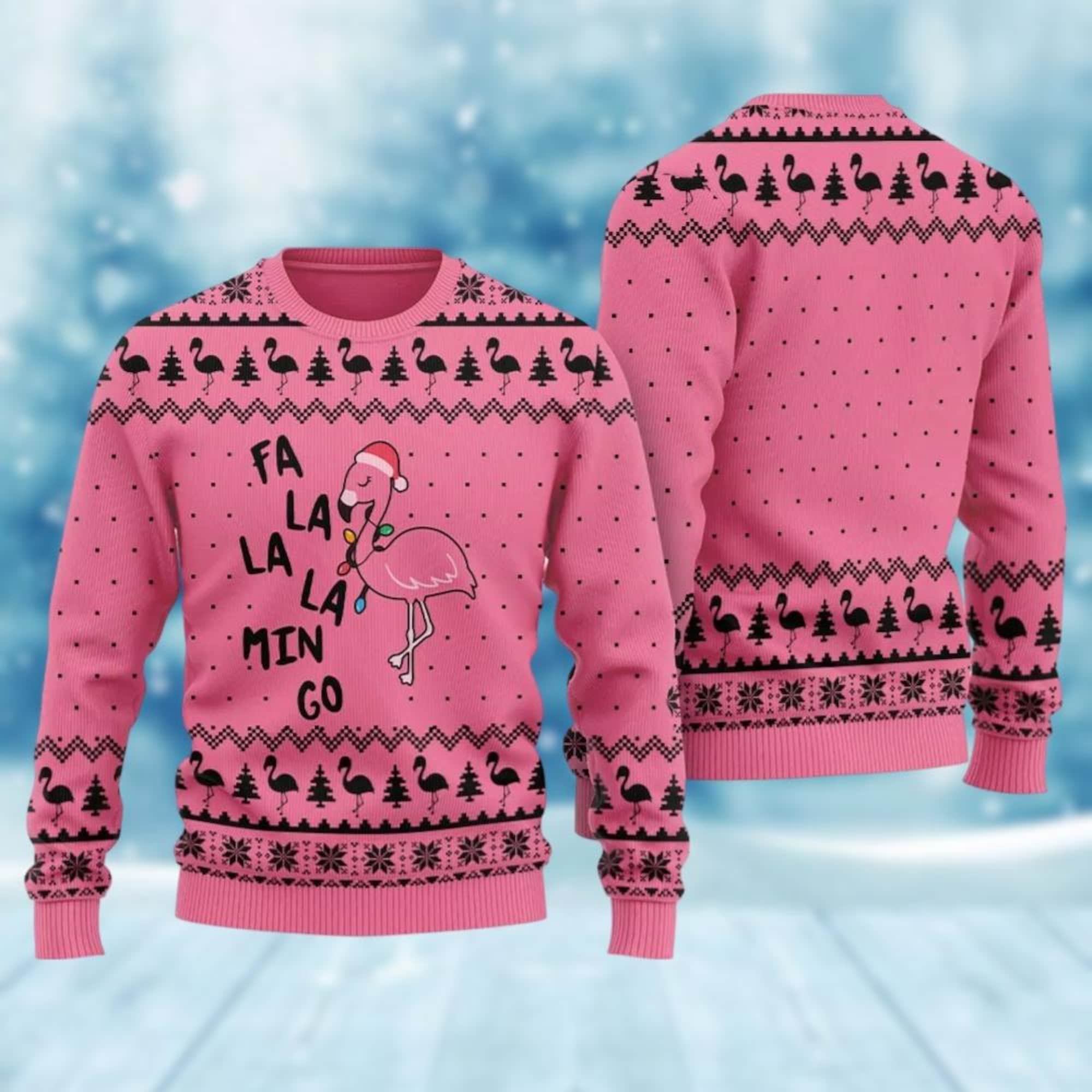 Christmas Flamingo Ugly Sweater, Santa Hat Flamingo Xmas Sweater, Bird Lover Christmas Sweater, Merry Xmas Sweater, Holiday Party Gift