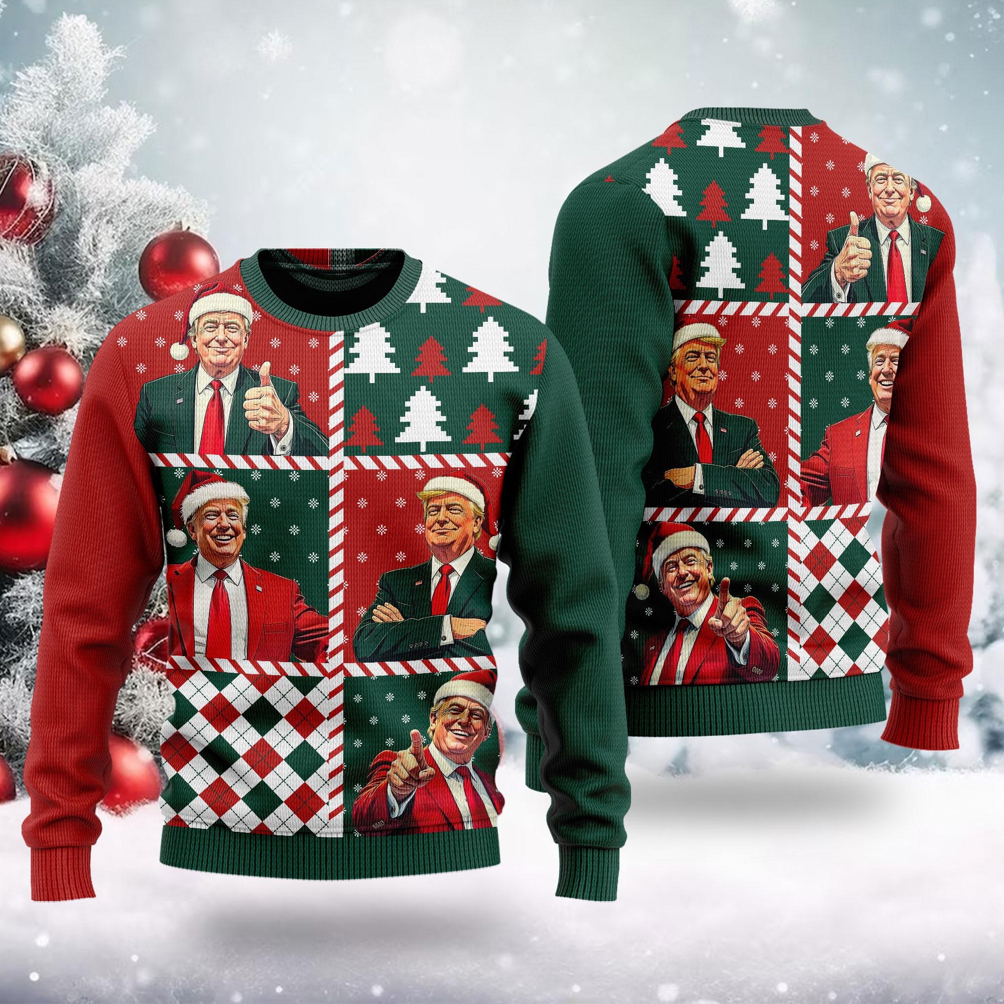 Trump I’ll Be Home For Christmas Ugly Sweater, Humorous Trump Christmas Sweater, President Trump 45 47,My President Trump Election 2024