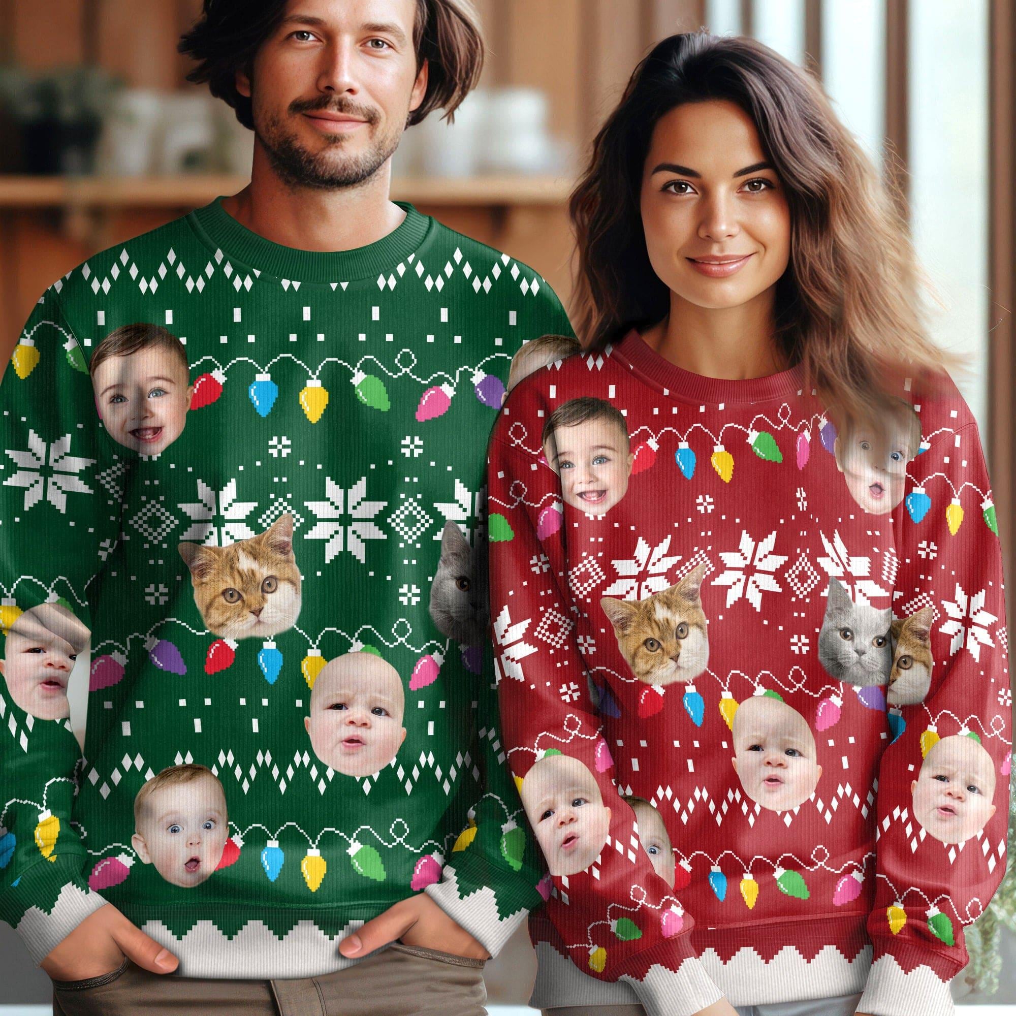 Custom Photo Ugly Christmas Sweater: Funny Family Gift
