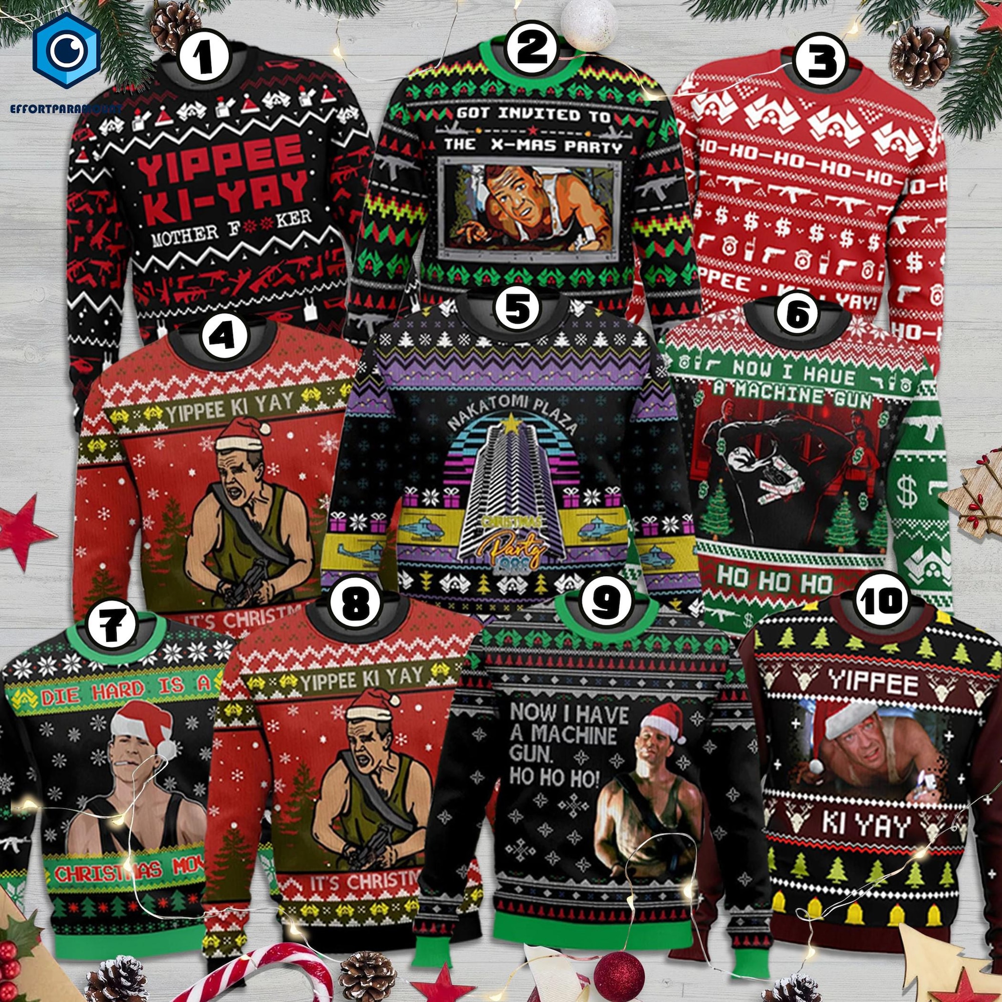 Christmas Die Hard Ugly Sweater, Christmas Movie Sweater, Yipee Ki Yay Xmas Sweater, Die Hard Sweater, Nakatomi Plaza Christmas Party 1988