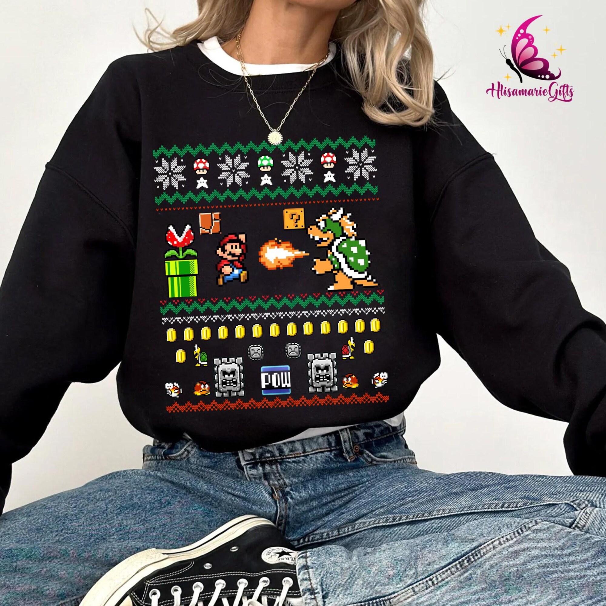 Super Mario Bros Christmas sweatshirt, Super Mario Bros Lovers Sweatshirt, Super Mario Christmas T Shirt, Christmas Xmas Gifts