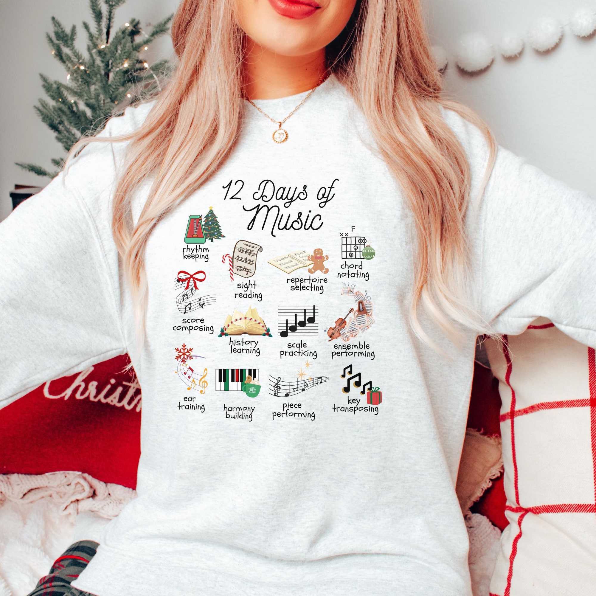 12 Days of Music Christmas Sweatshirt, Music Teacher Xmas Gift, Christmas Funny Music Lover, Theory Puns,In my Music Era Voice Teacher