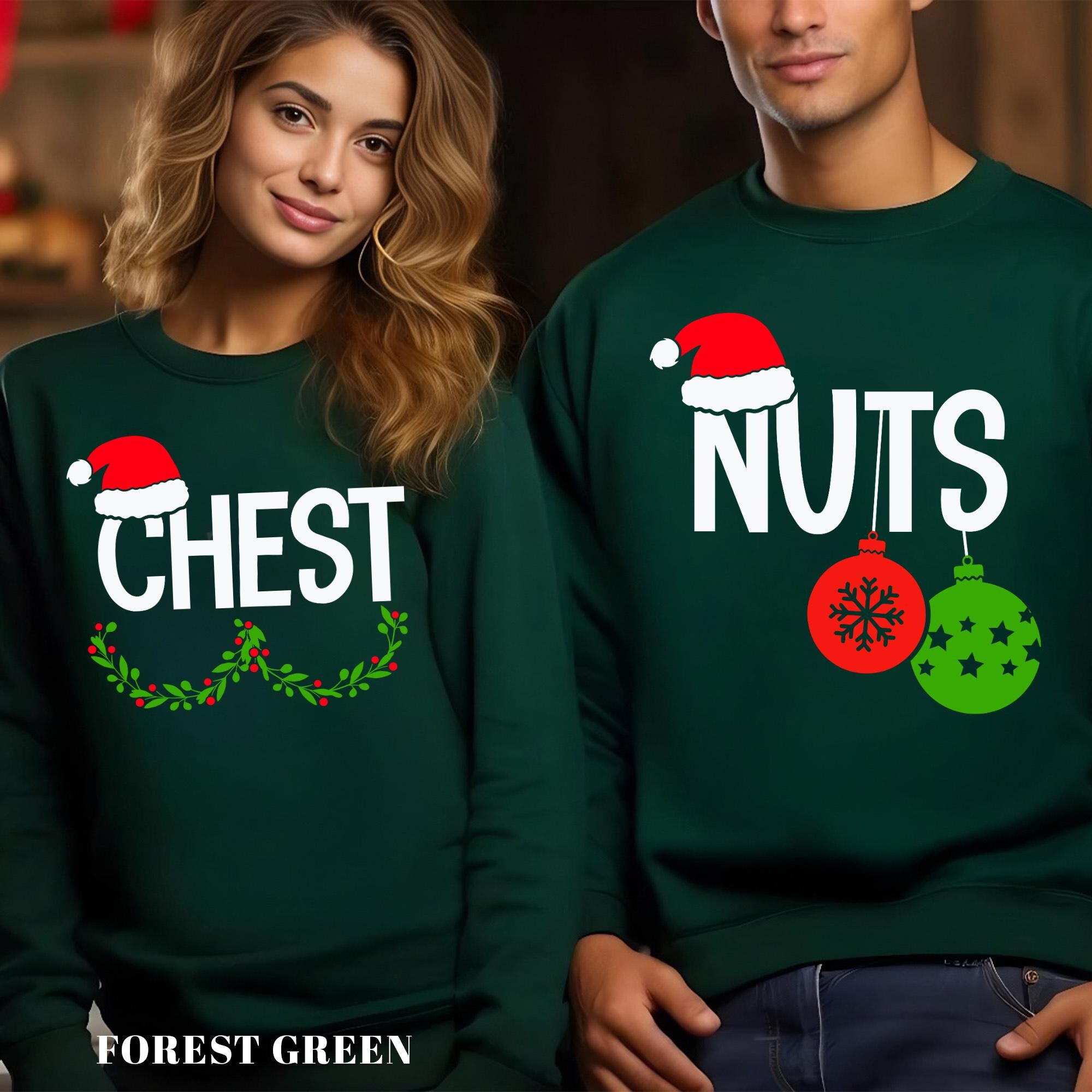 Chest Nuts Christmas Sweatshirts, Funny Couples Christmas Hoodie, Family Holiday Hoodie, Matching Christmas Sweatshirt, 152322