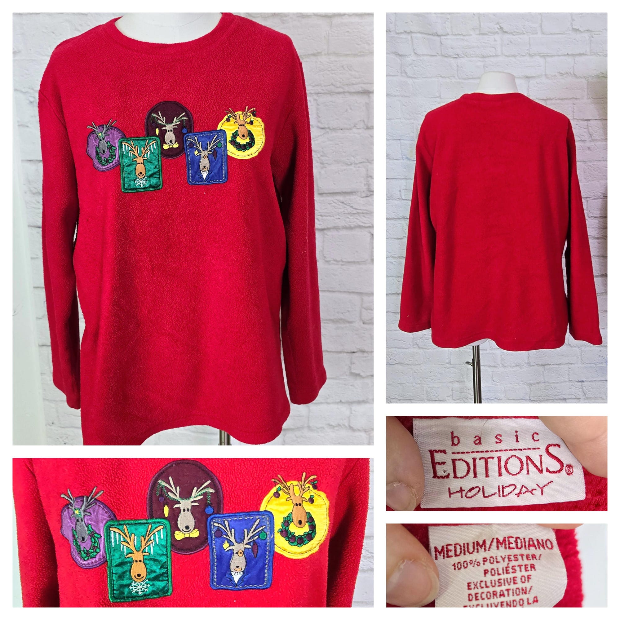 il_2000xN.6466969159_kcw0.jpg U Pick! Size M/L Ugly Christmas sweaters 90s Beaded Santa Snowman Poinsettia Tree Elf Snow Flake Novelty print 1990s