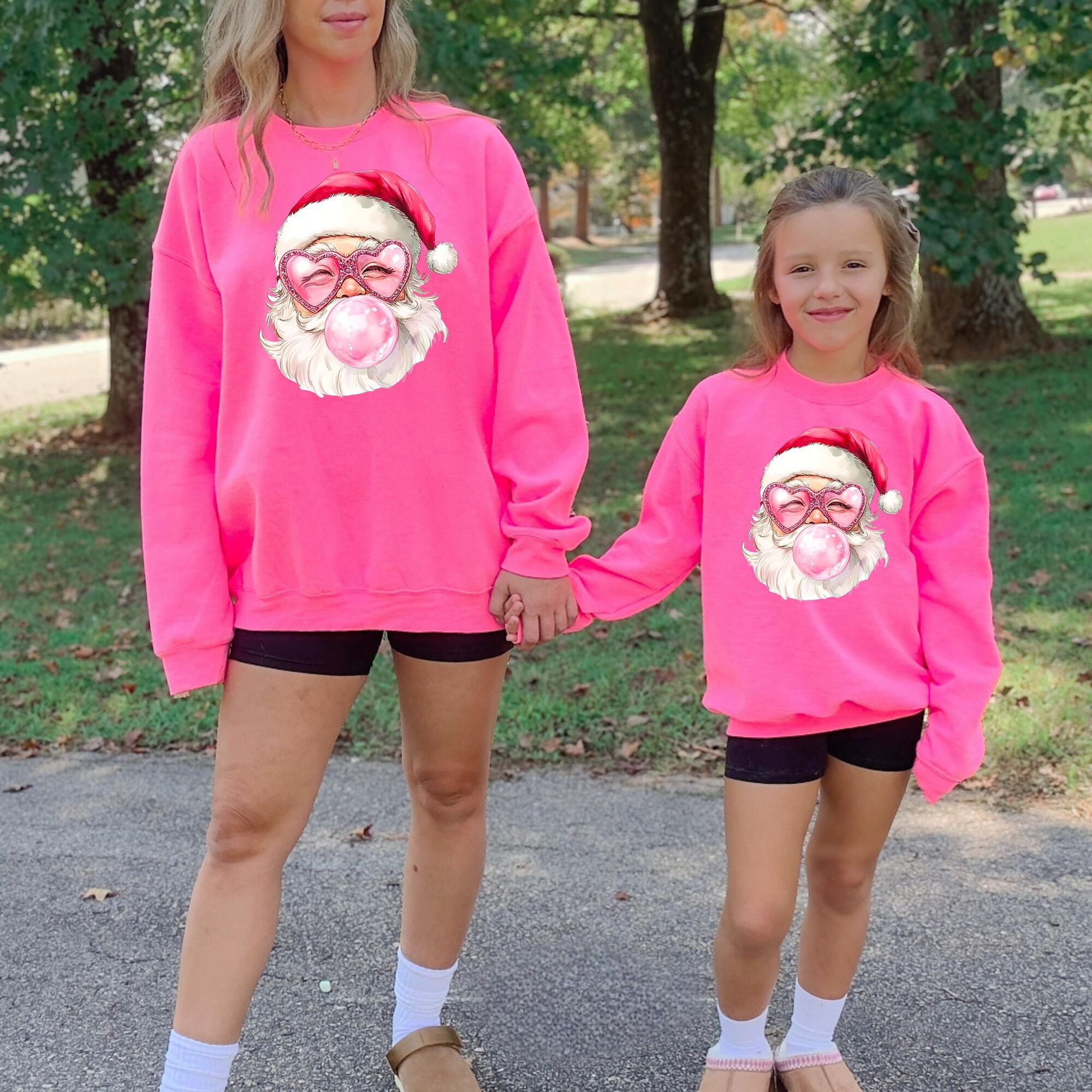 il_2000xN.6468062143_63um-1.jpg Women's Christmas Sweatshirt | Pink Santa Claus Sweatshirt | Vintage Santa Bubble Sweatshirt Christmas Gift | Mama & Mini Sweatshirts