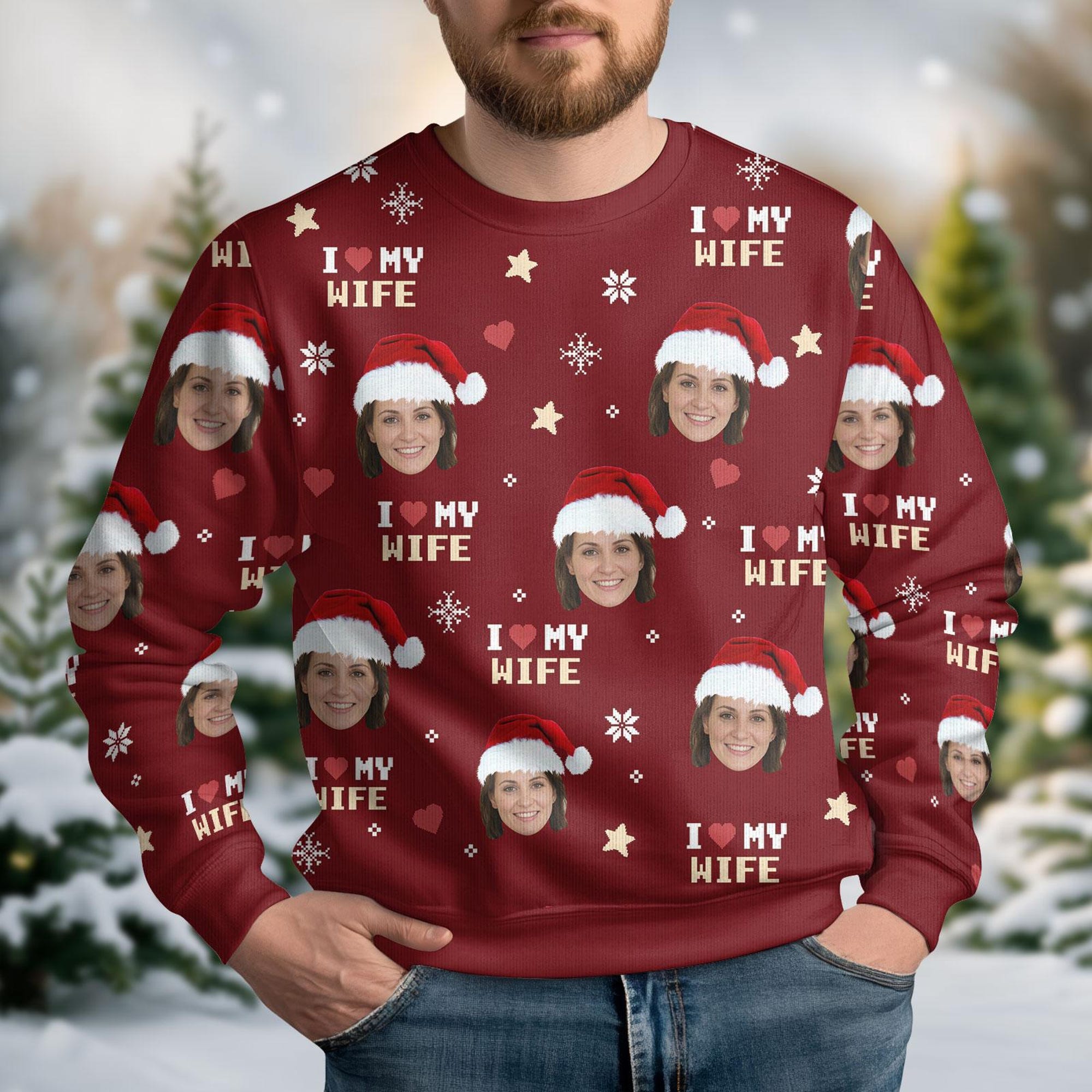 Personalized Face Christmas Ugly Sweater, Couple Photo Ugly Sweater, Custom Face Husband Wife Christmas Sweater, Custom Christmas Gift