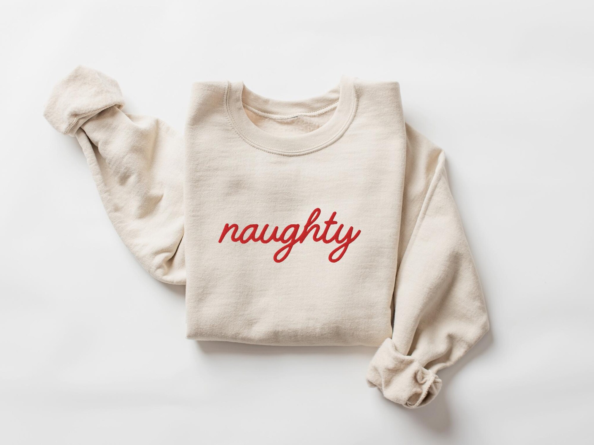 Christmas Sweatshirt, Naughty Sweatshirt, Holiday Sweatshirt, Embroidered Sweatshirt, Funny Sweatshirt, Trendy Crewneck, Girlfriend Gift