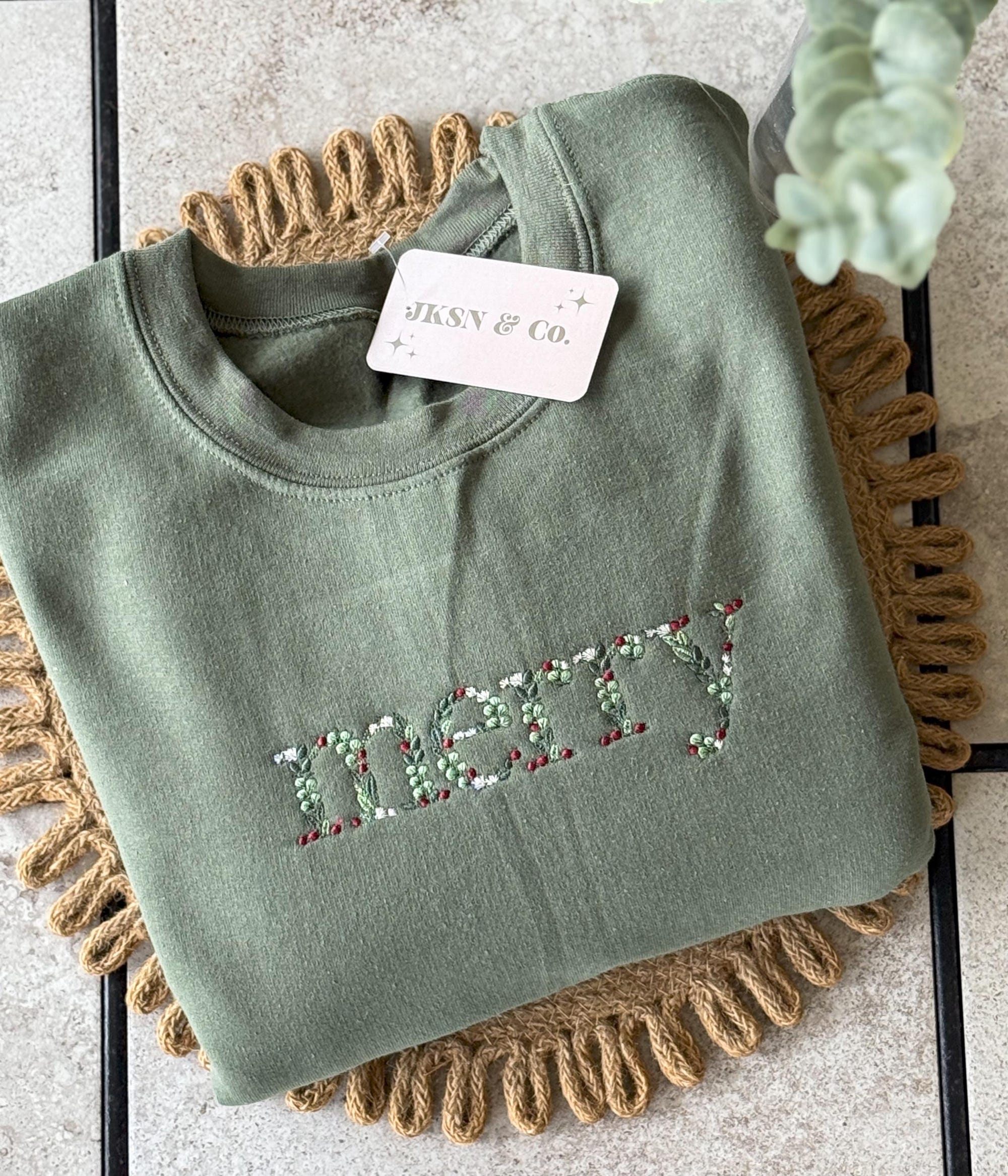 il_2000xN.6473585237_hour.jpg Floral Merry Embroidered Christmas Crewneck -- Christmas Sweatshirt, Holiday Sweatshirt, Merry, Christmas Shirt, Holiday Shirt